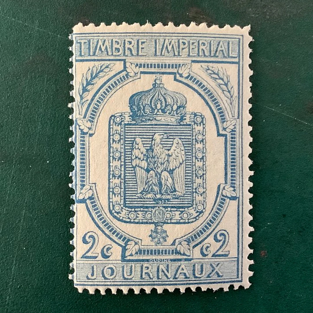 France 1869 - Newspaper stamp: 2 cent eagle blue, Brun approved - MNH - Yvert 8