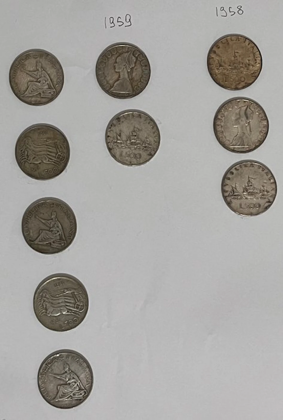 Italy, Republic 500 Lire argento (10 monete) (No reserve price)