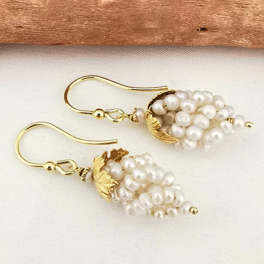 Pearl - Silver - Earrings - Pearl grape clusters