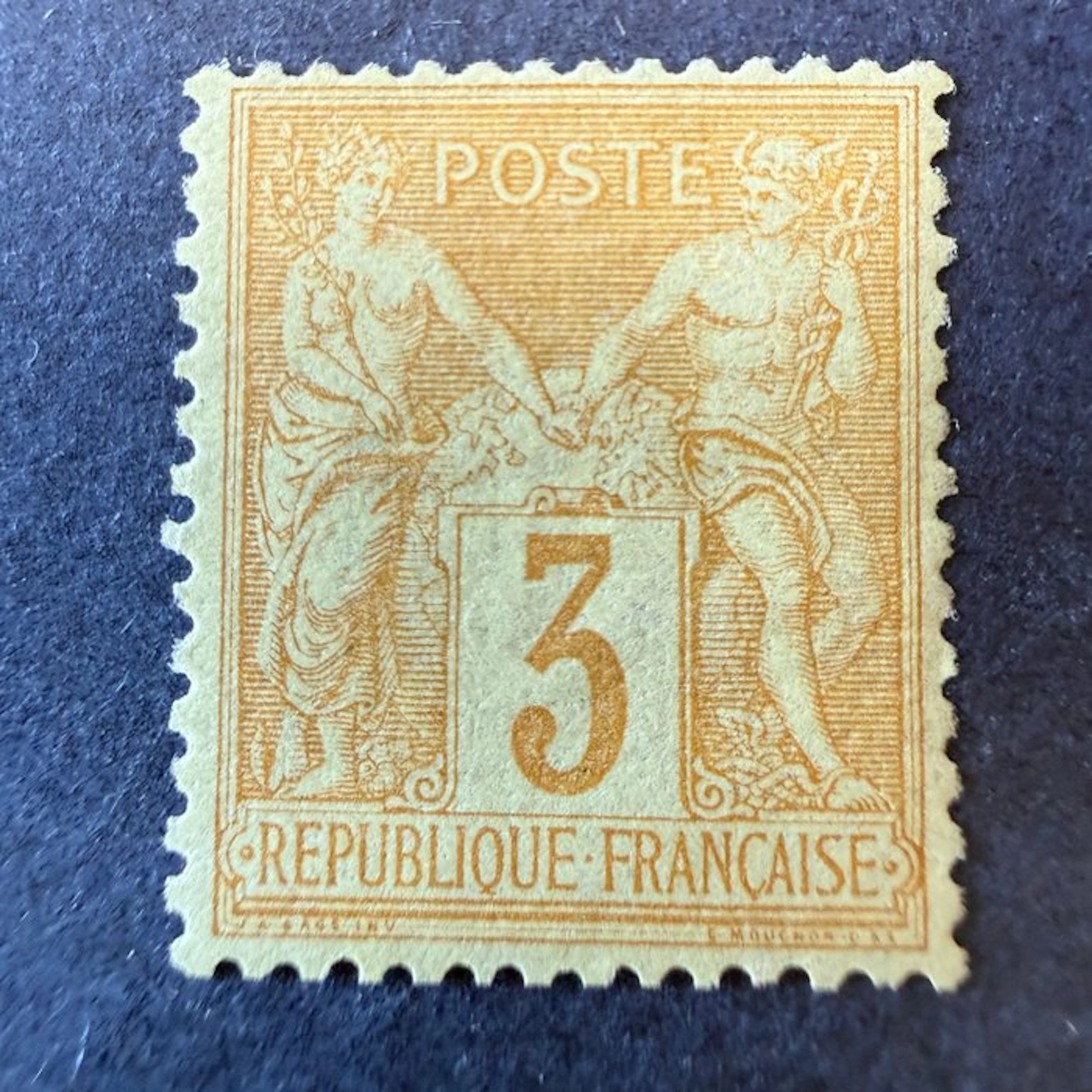 France - Yvert 86 "Sage 3c bistre jaune" mint * with hinge. Estimate 330 euros.