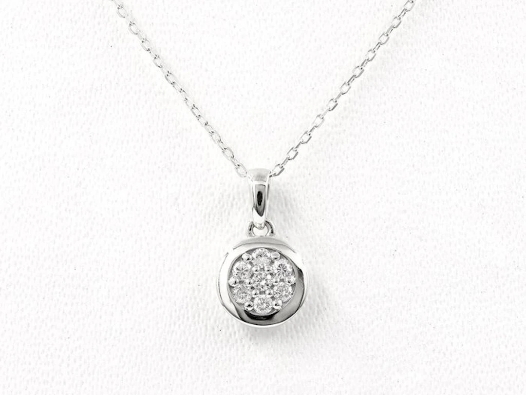 Necklace with pendant - 14 kt. White gold - 0.16ct. tw. Diamond (Natural)