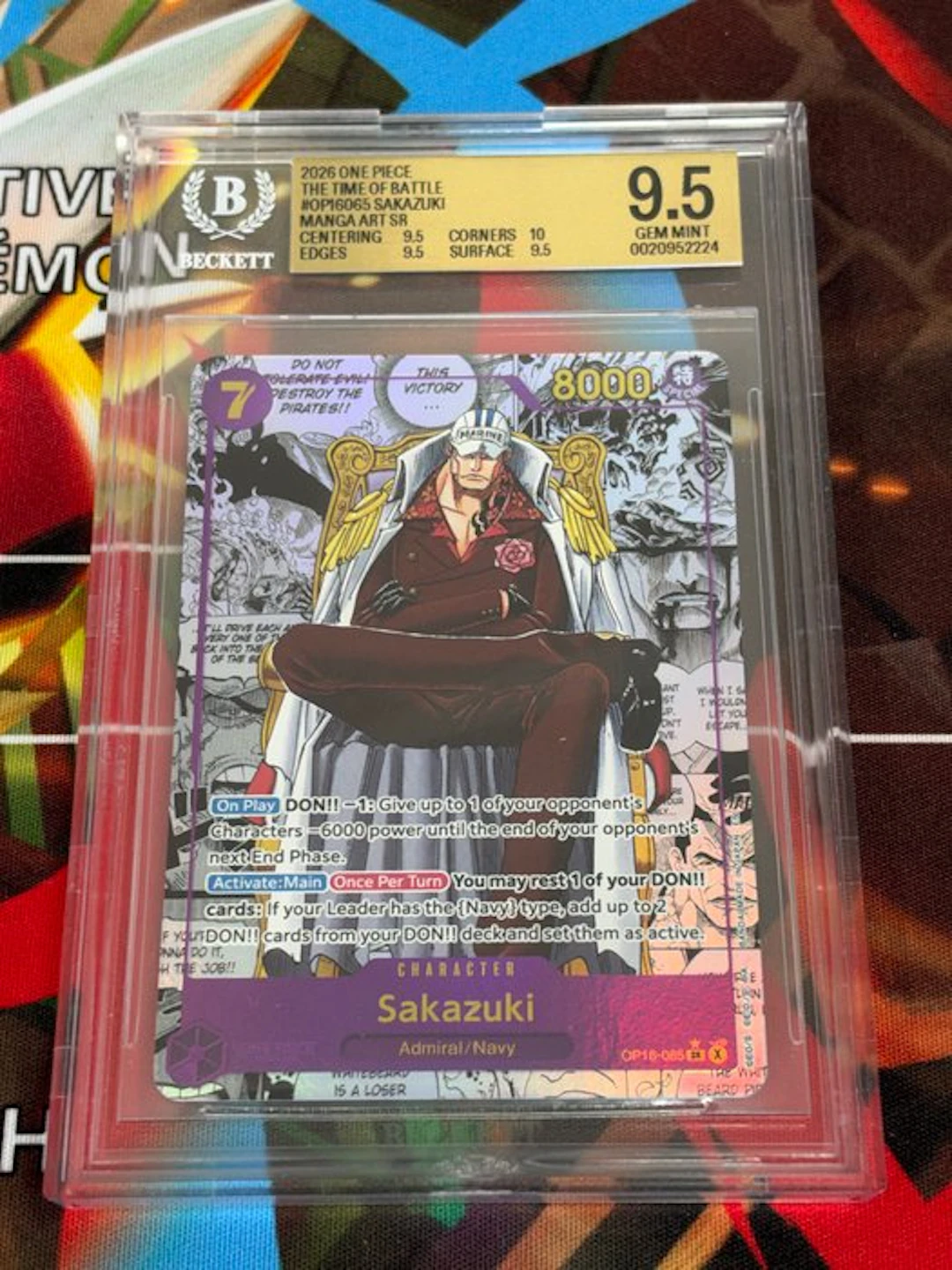 Bandai - 1 Graded card - One Piece - Sakazuki 0020952224 Foil - Beckett 9.5