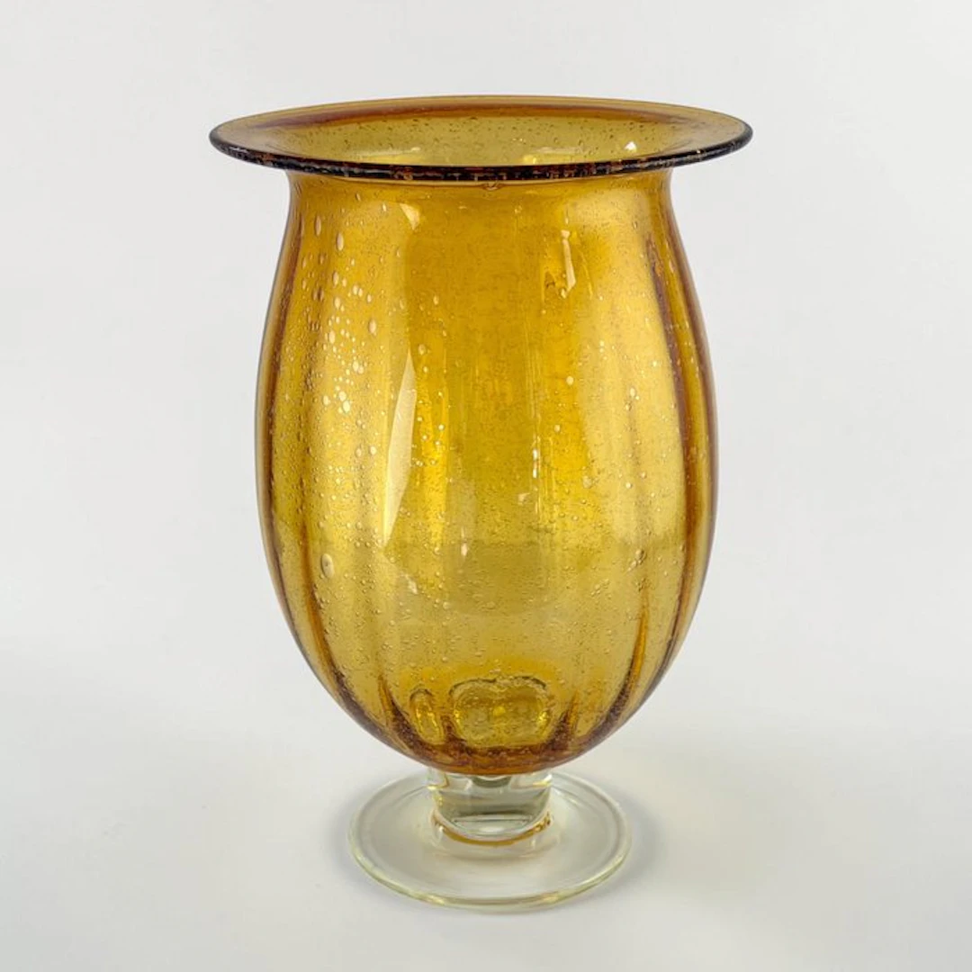 Vase - Mouth-blown ochre-yellow to amber - Vintage - 33cm...