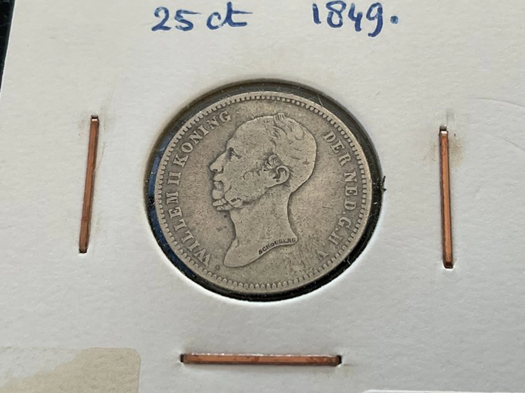 Netherlands. Willem II. 25 Cents 1849 (No reserve price)