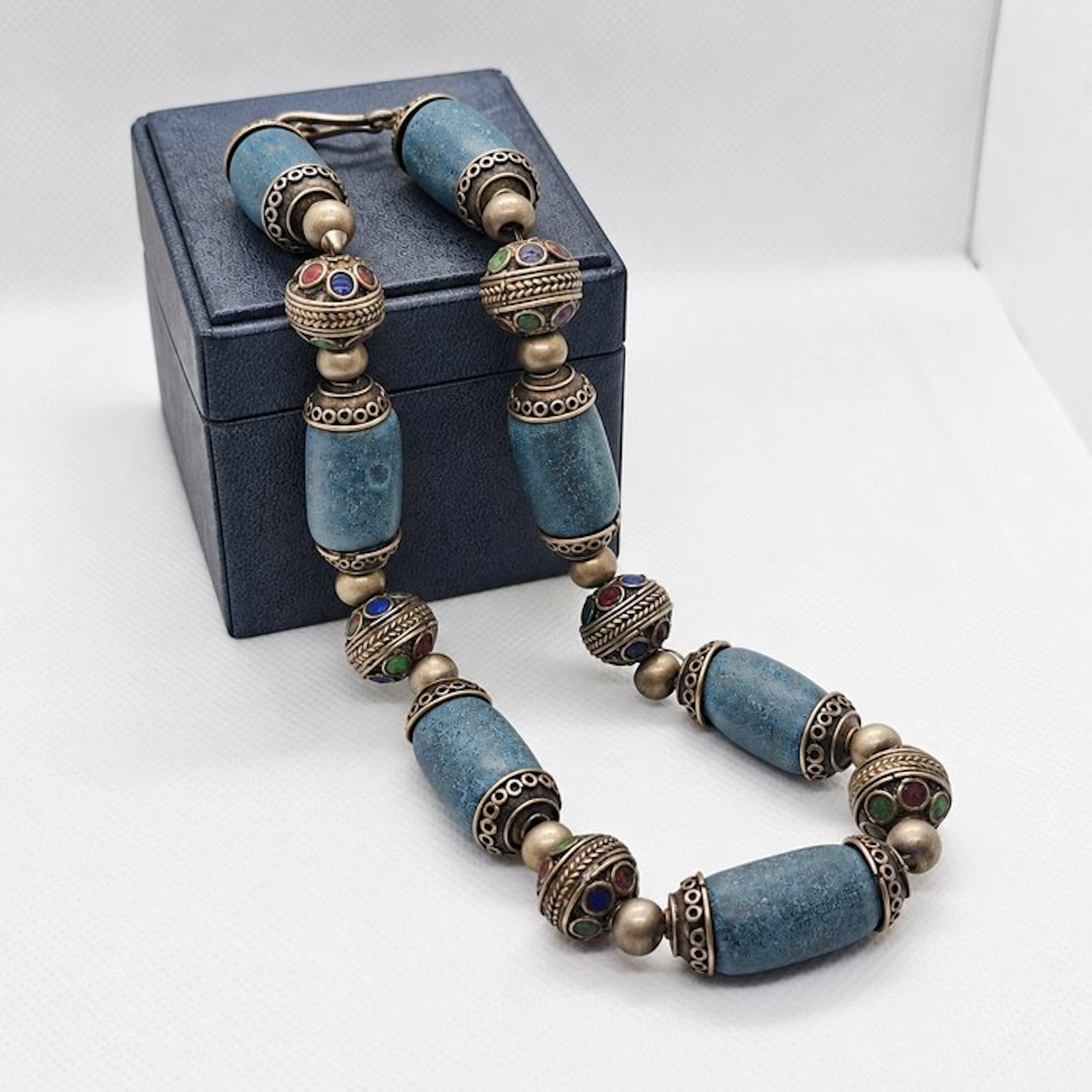 Choker with turquoise. Berber silver. - Necklace - Rajasthan.