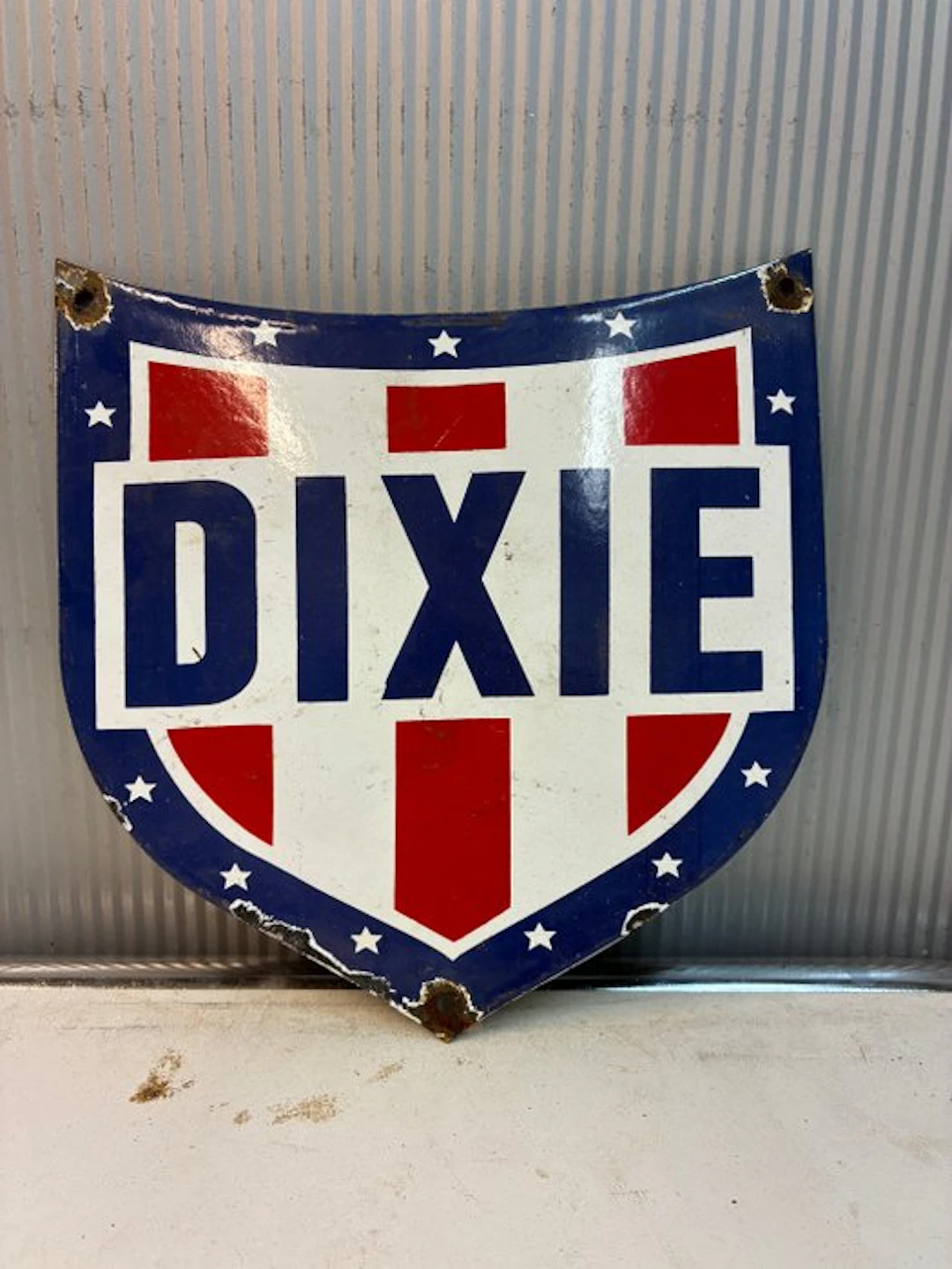 Dixie – Enamel Advertising Sign – Shield-shaped –...