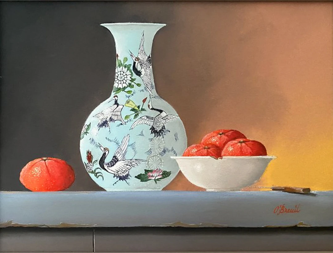 Ben Oude Breuil (1949) - Stilleven met Chinese vaas met...