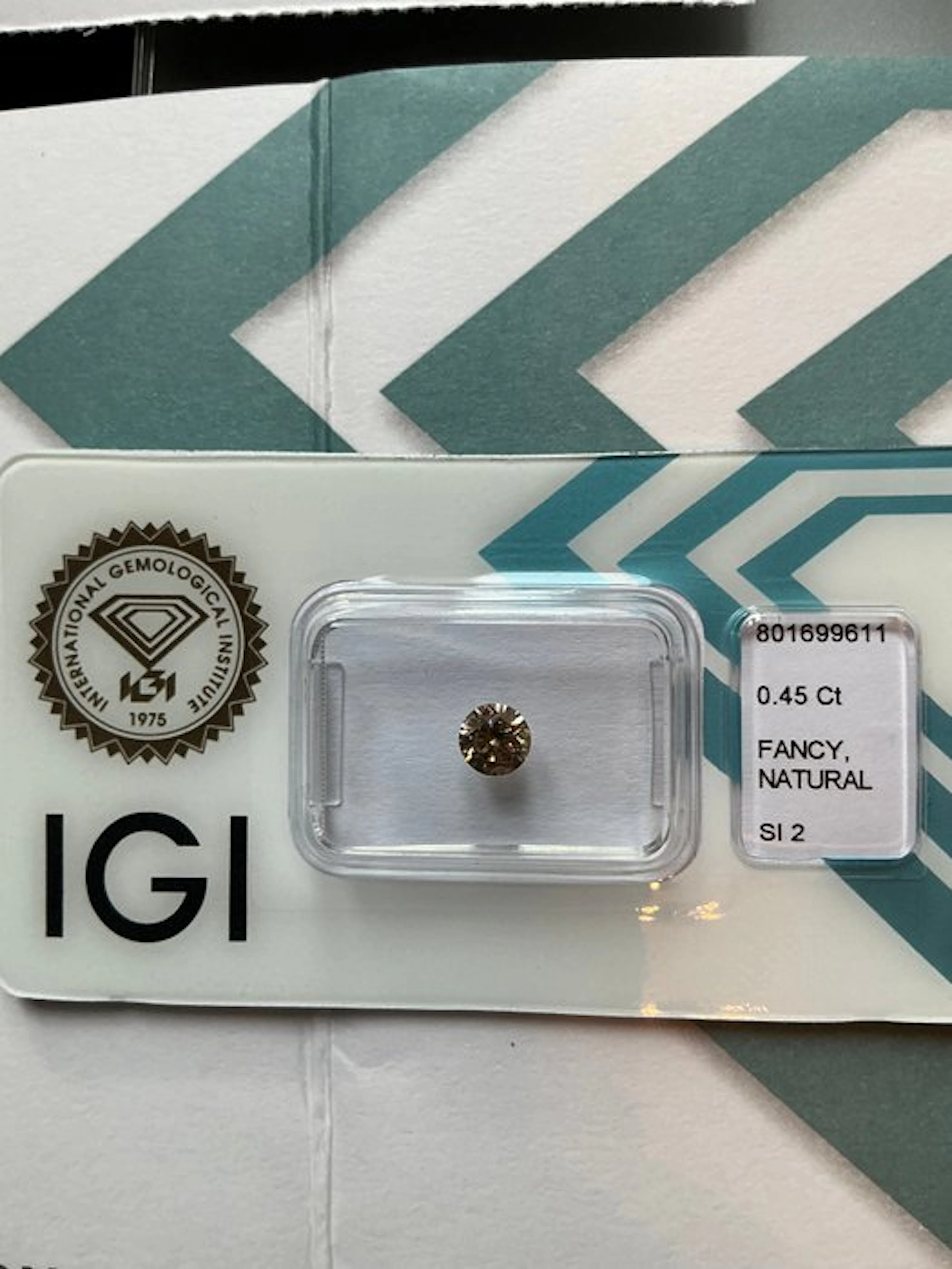 1 pcs Diamond (Natural coloured) - 0.45 ct - Round - Fancy Yellowish