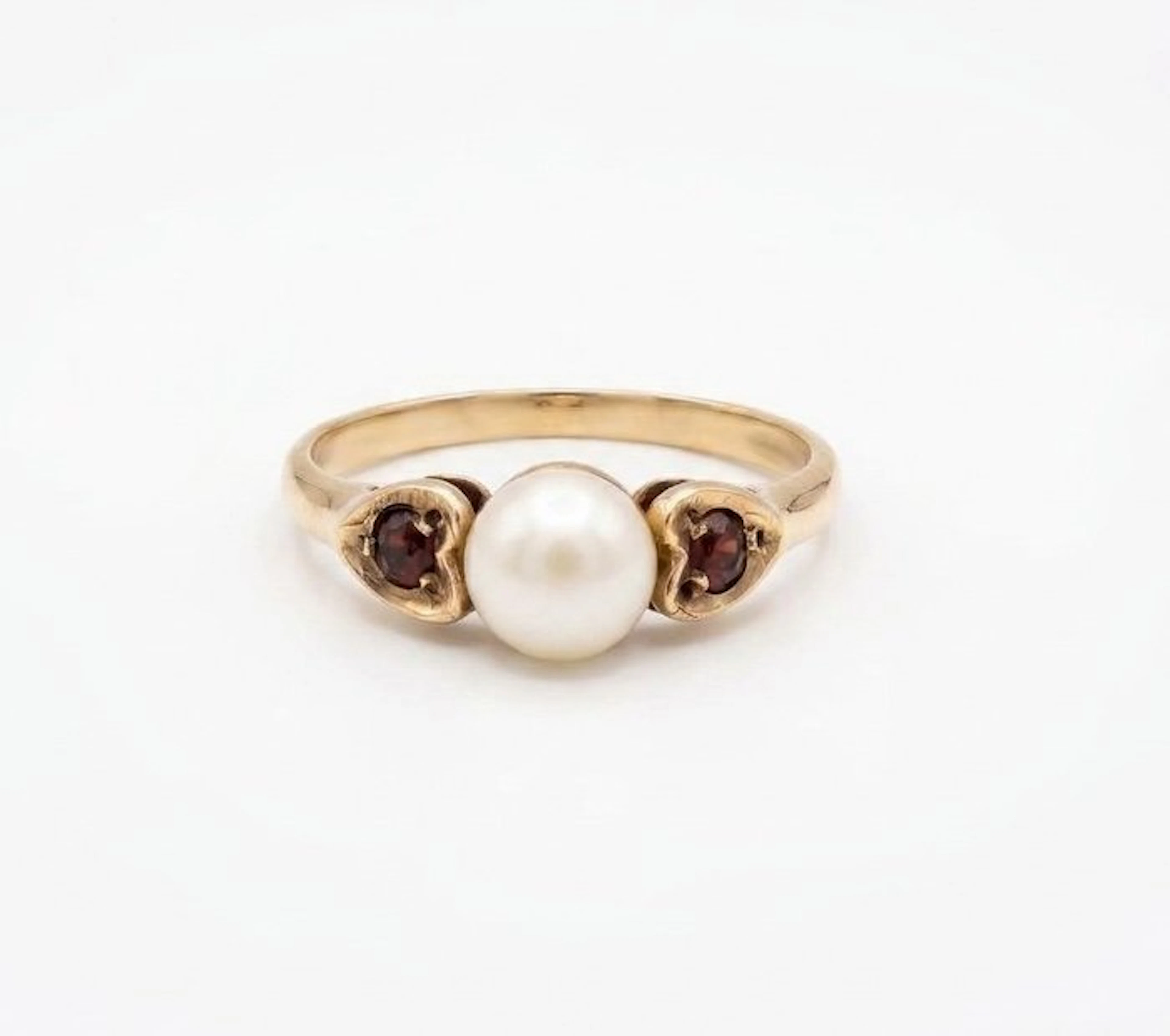 No reserve price - Ring - 9 kt. Yellow gold Pearl - Garnet