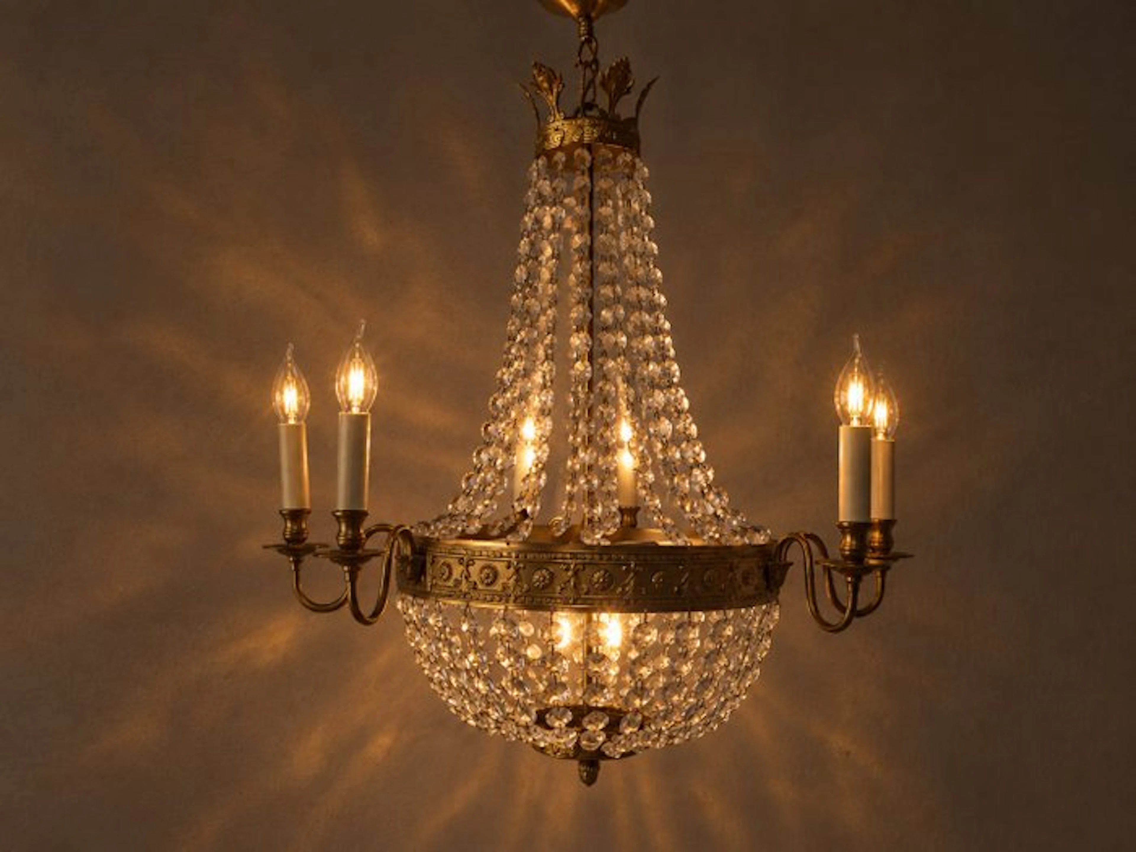 Hanging lamp - Majestic crystal and gilded metal...