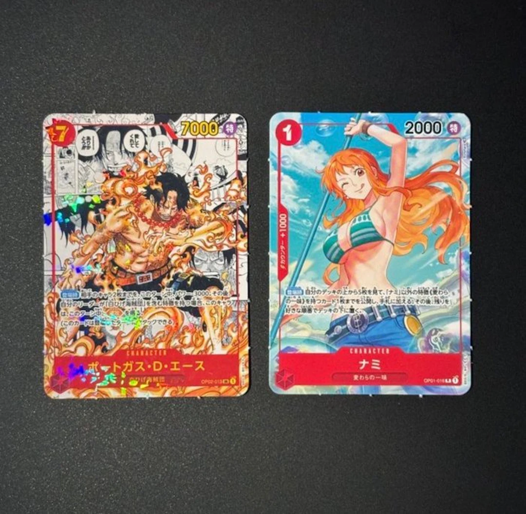 Saikyo Jump - 2 Card - One Piece - Ace Mini Holo Manga + Nami Mini Promo card