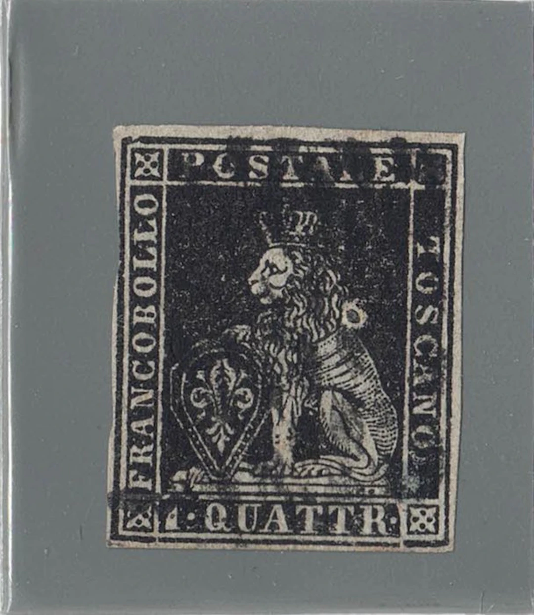 Italian Ancient States - Tuscany - Tuscany 1852 – 1 quattrino black on gray