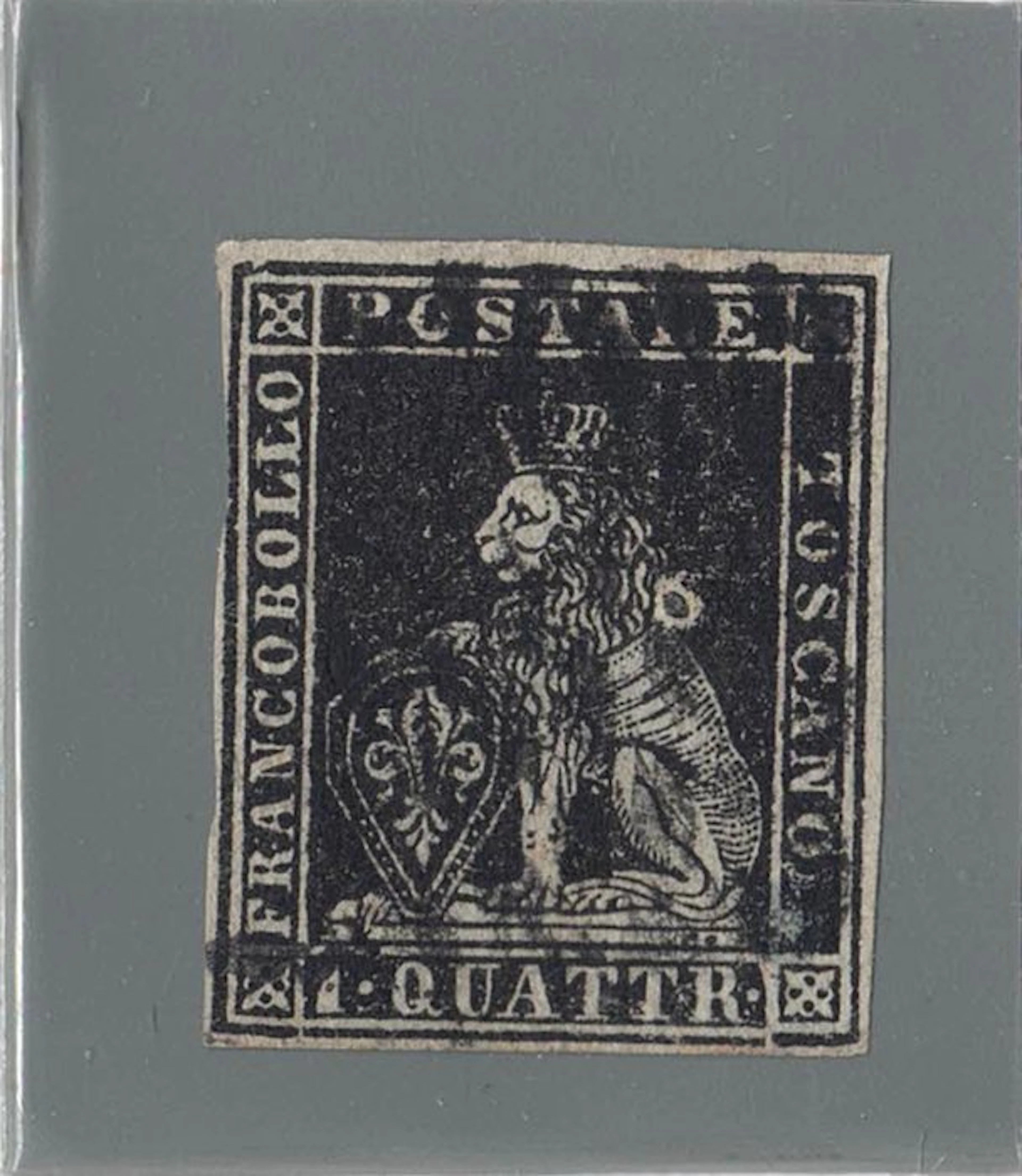 Italian Ancient States - Tuscany - Tuscany 1852 – 1 quattrino black on gray