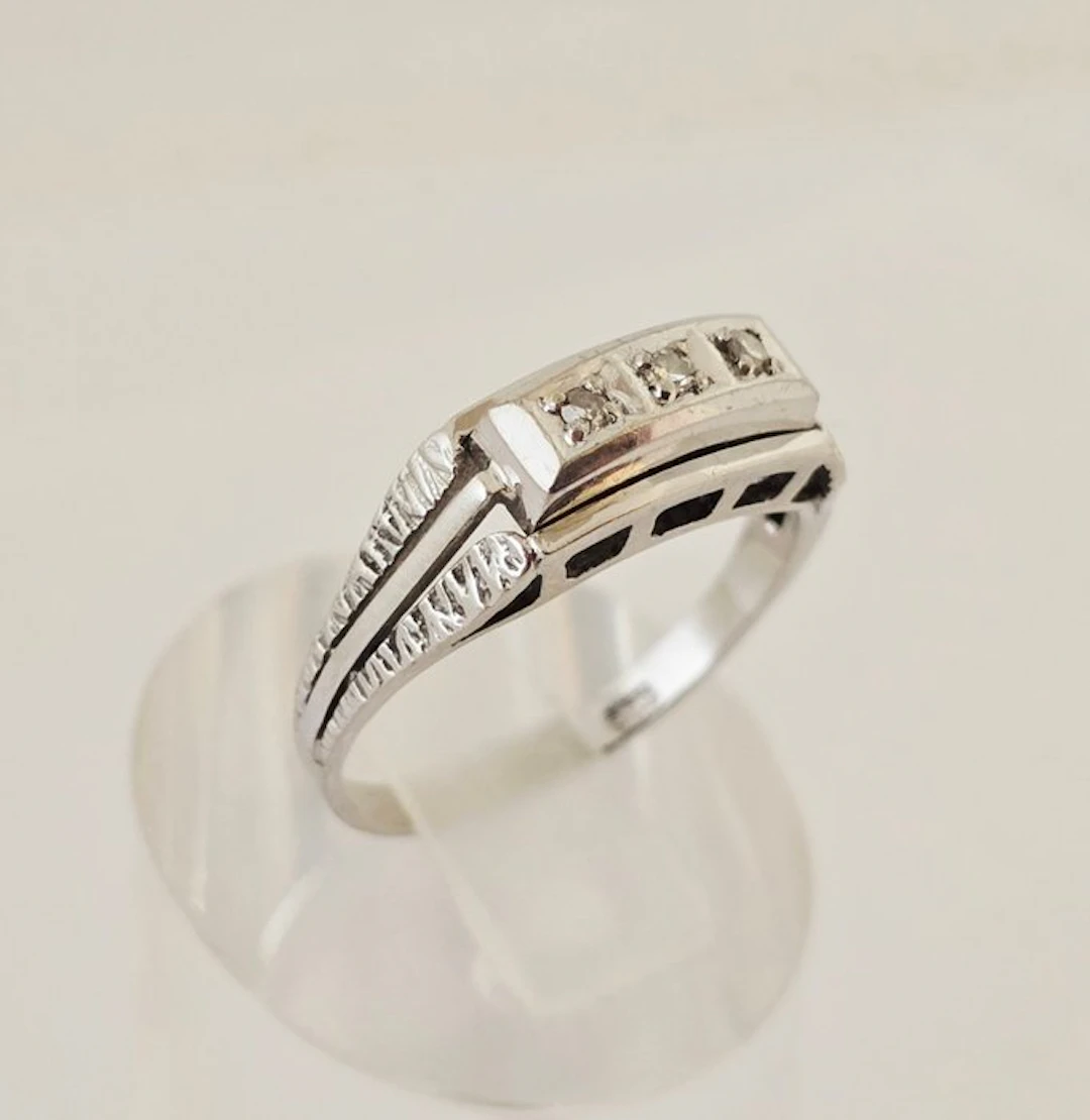 No reserve price - Ring - 14 kt. White gold - Diamonds