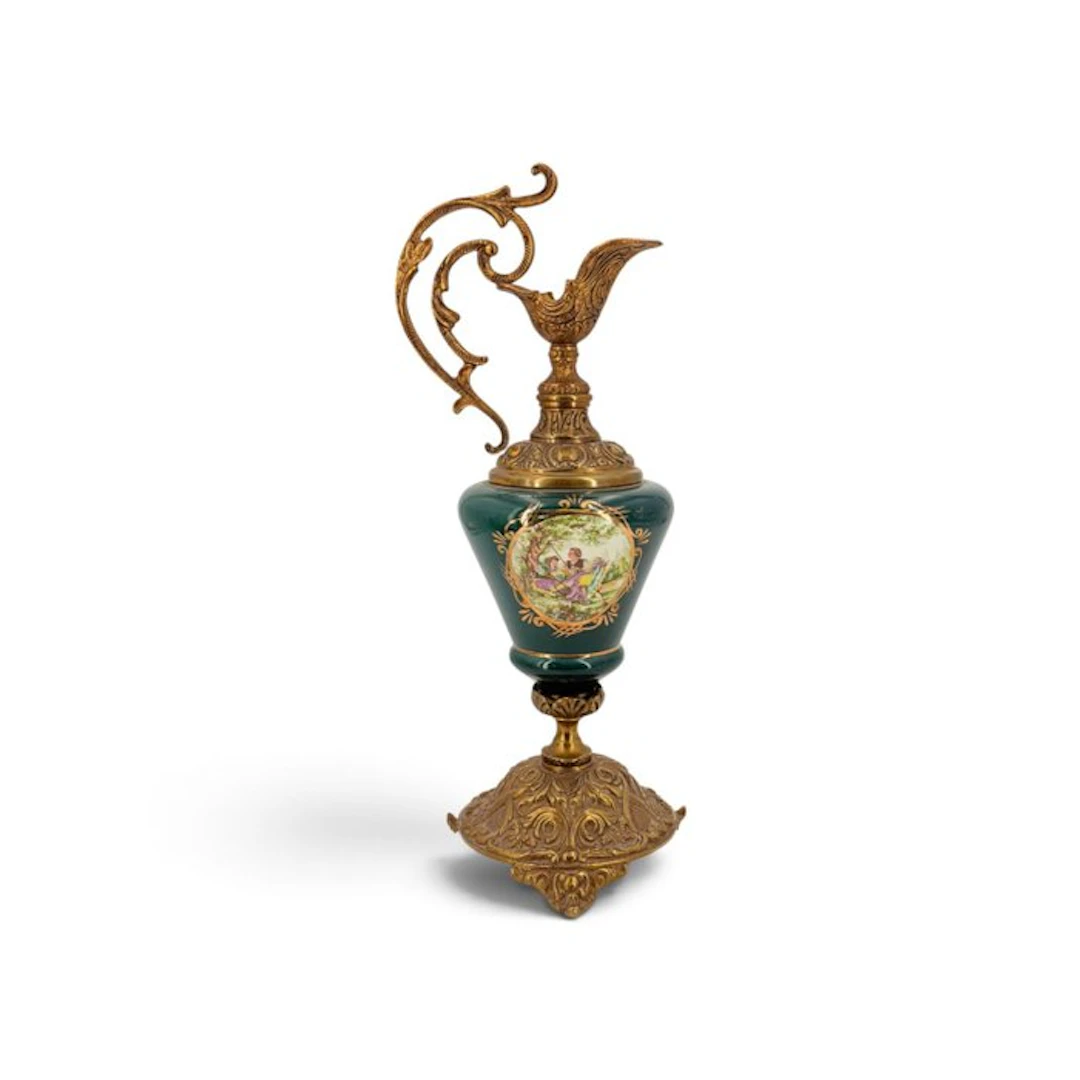 Vase - Rococo - Ceramic, Brass - Courtship Scene