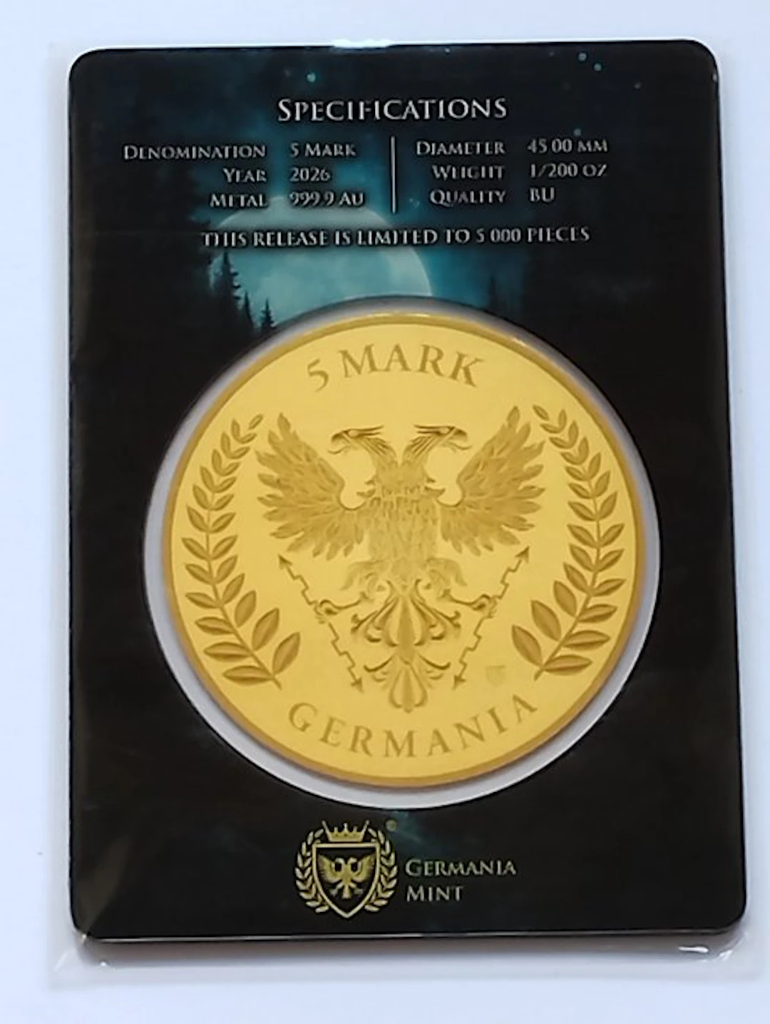 Germany. 5 Mark 2026, 1/200 Oz (No reserve price)