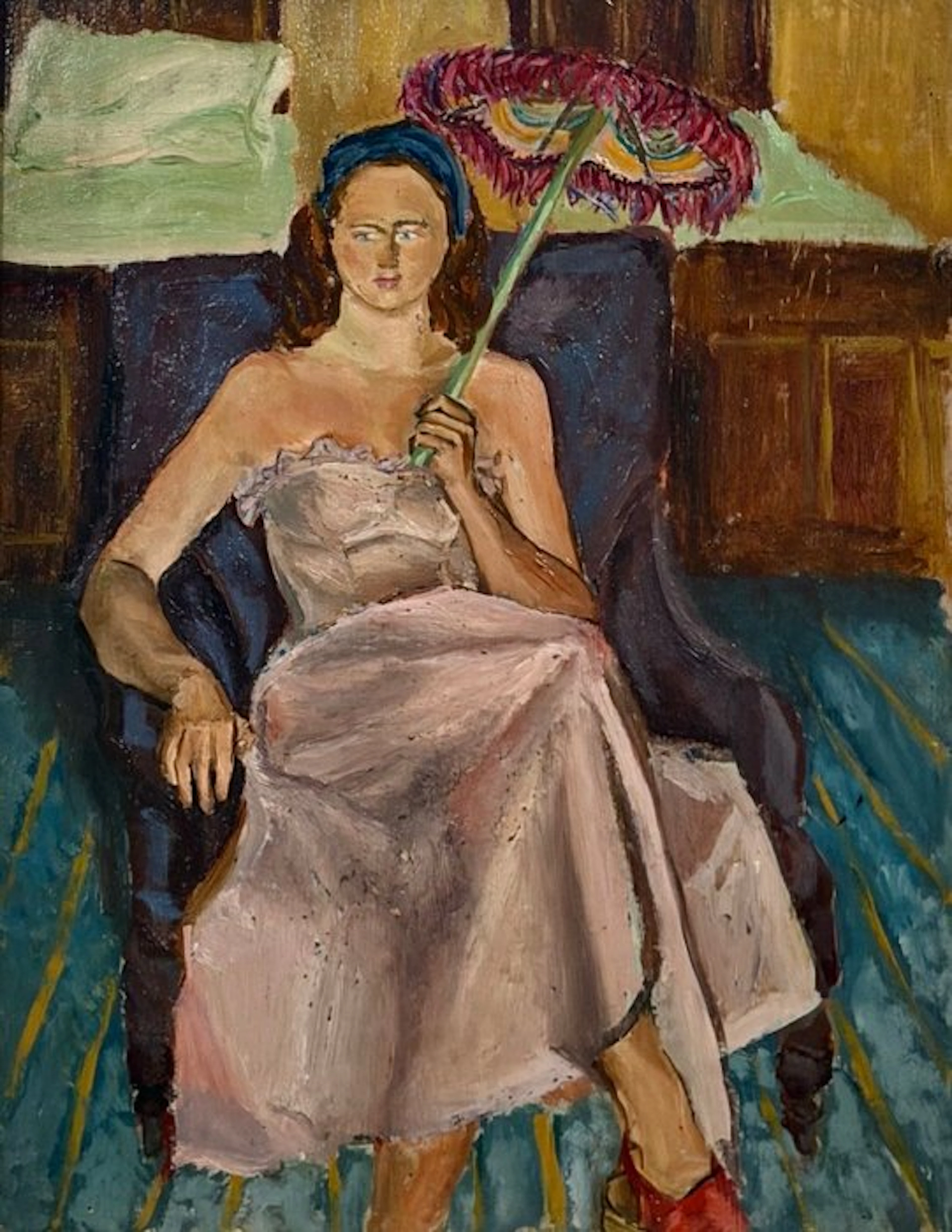 Fausto Pirandello (1899–1975), attr. a - Giovane donna con ombrello