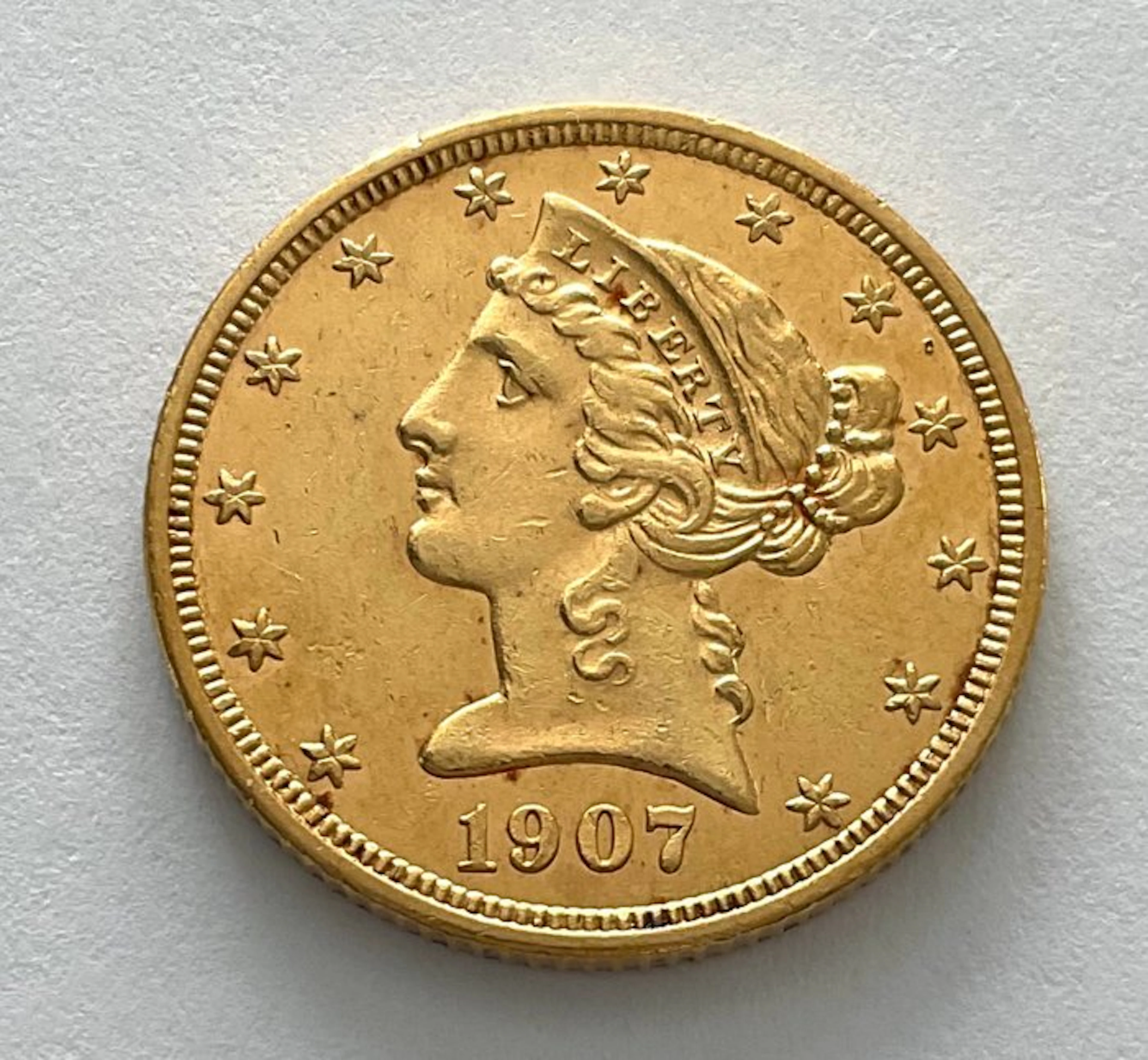 United States. 5 Dollars 1907 D - Liberty Head