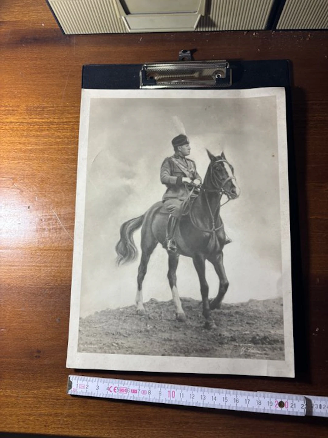 Saporetti - Stampa d’epoca ventenio - Benito Mussolini a cavallo