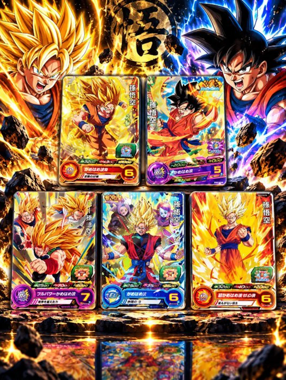 Bandai - 5 Card - Dragon Ball - Goku Super Saiyan Zaldzaam Foil, Full art