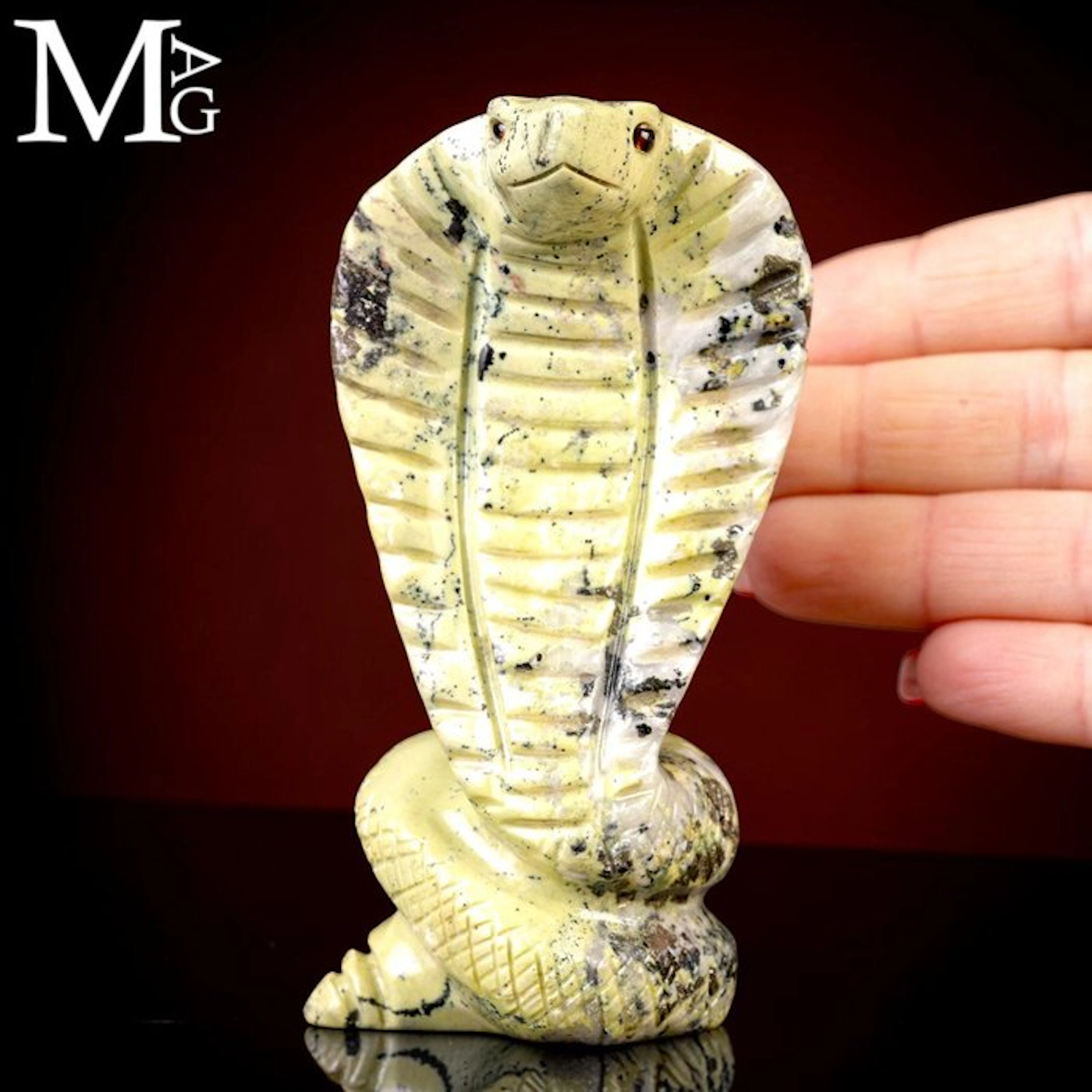 Serpentine & Pyrite Cobra Sculpture Guardian of Earth and...