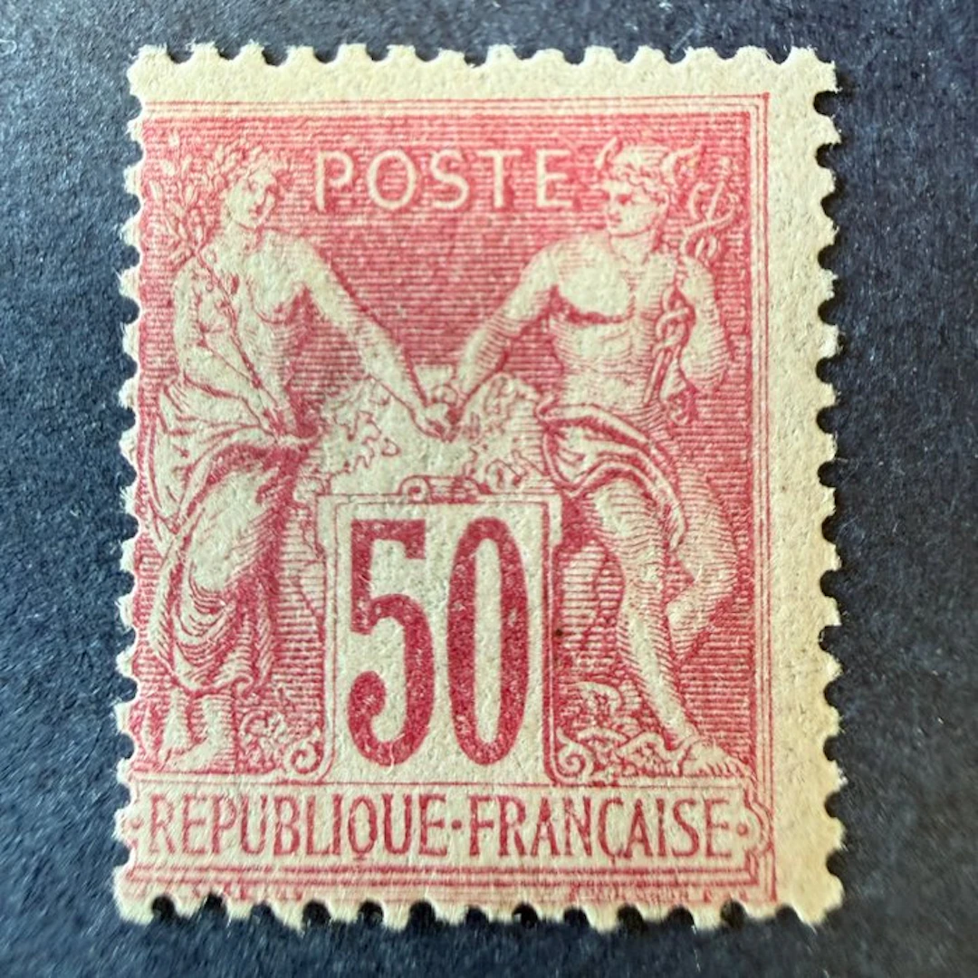 France - Yvert 104 “Sage 50c rose” type I in mint * with hinge. Very Fine.
