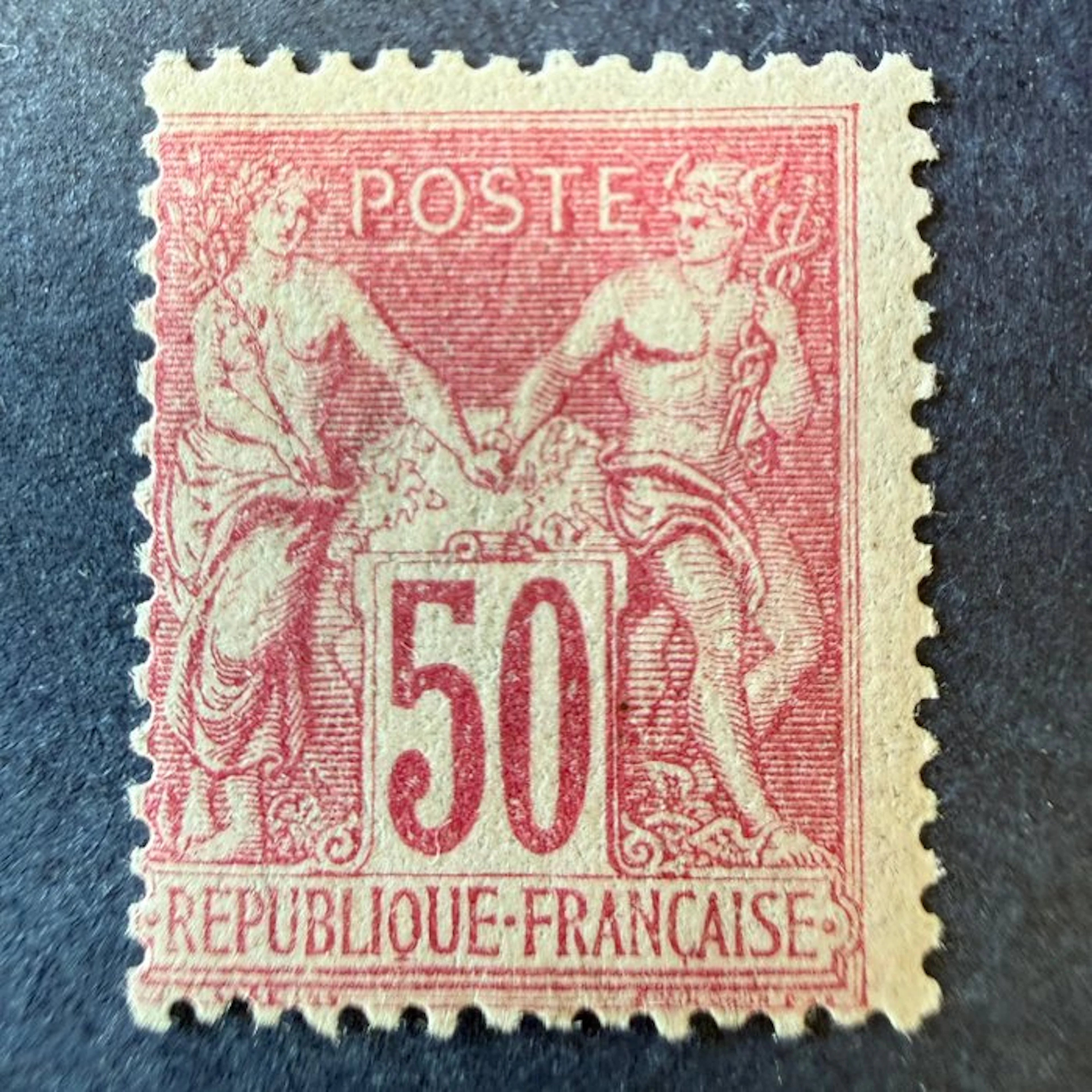 France - Yvert 104 “Sage 50c rose” type I in mint * with hinge. Very Fine.