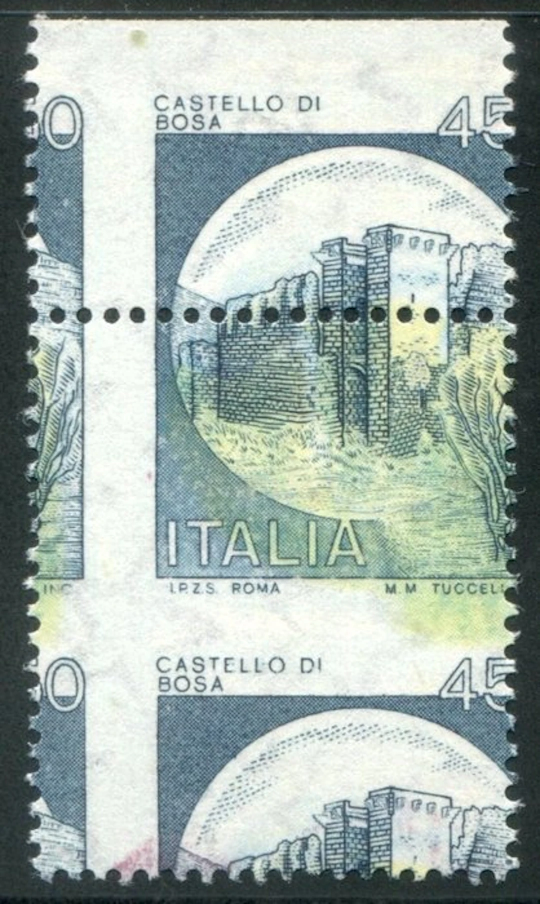 Italian Republic 1980 - Castelli 450 lire Bosa with...