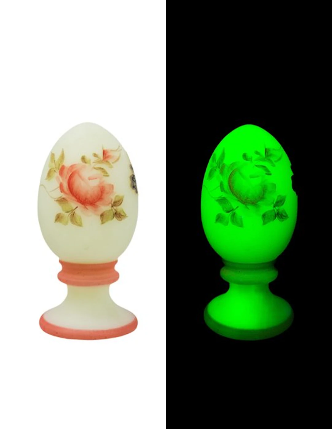 Oeuf sur pied - Fenton - Paperweight - Glass, Custard Uranium