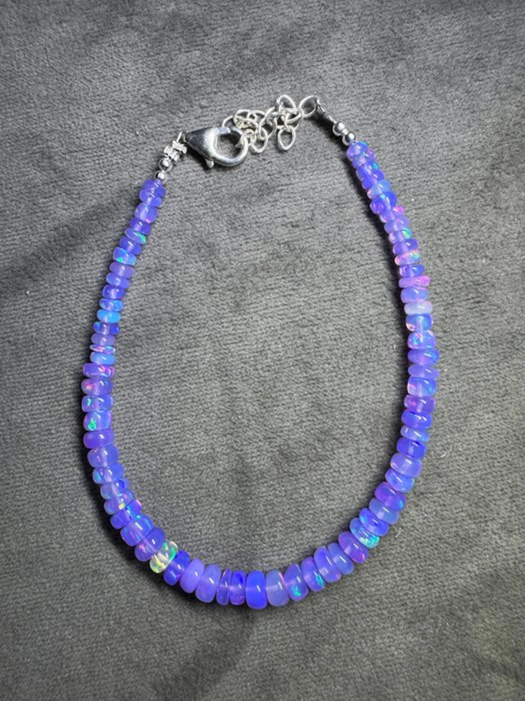 Bracelet of natural violet opals