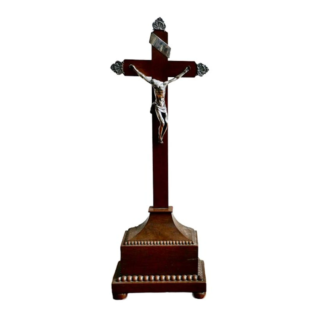 Baroque Crucifix - .835 silver - early 18th century...