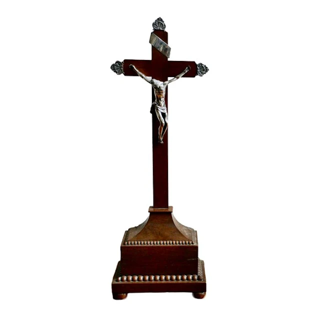 Baroque Crucifix - .835 silver - early 18th century...