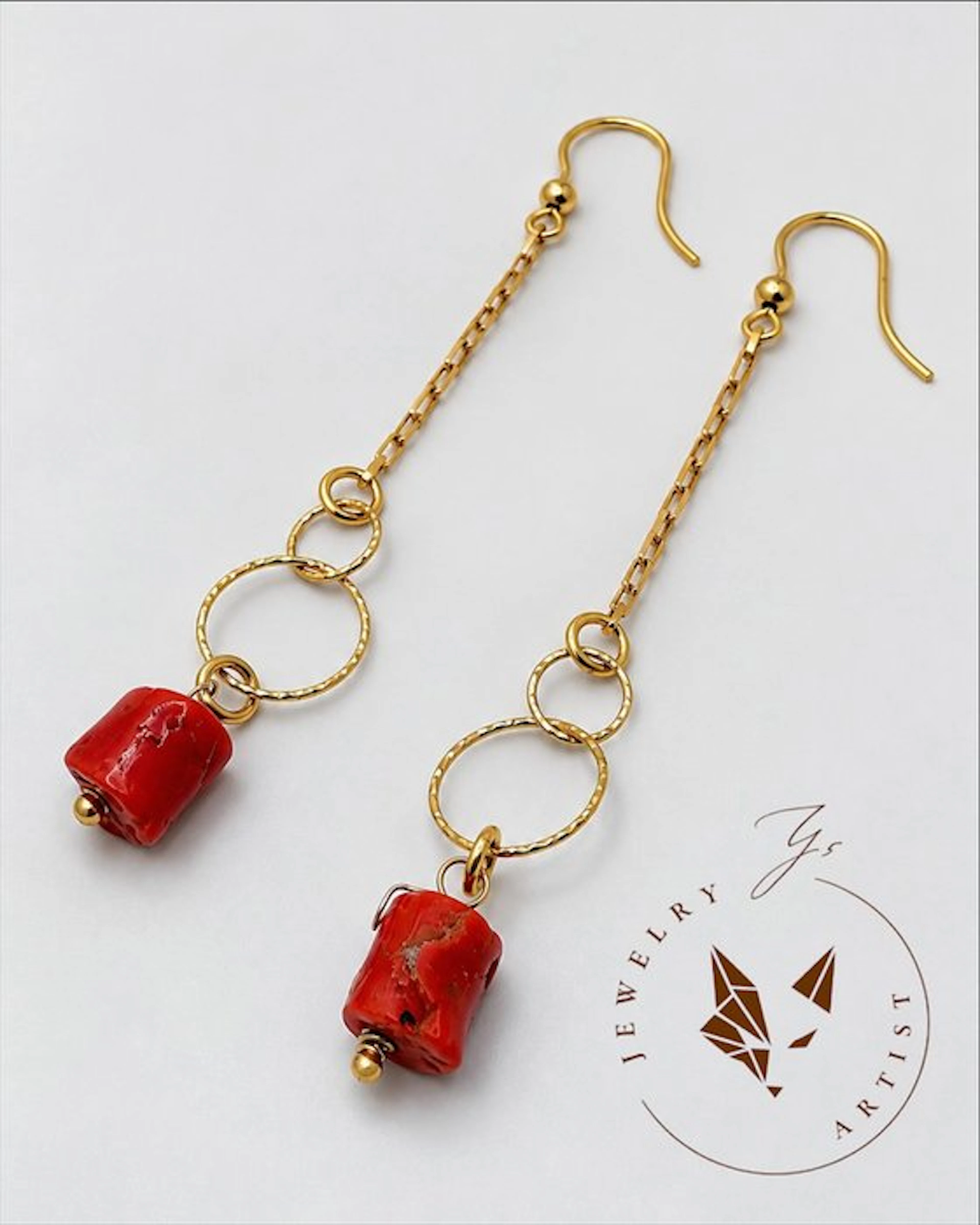 Designer Jewelry - Sardinian Coral - 925 Silver - 21k...
