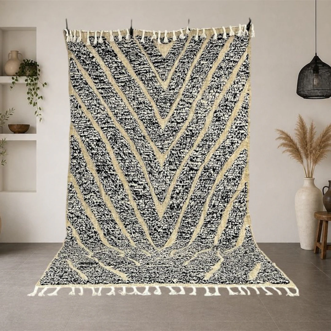 Berber Moroccan Beni Ourain rug for a modern living room