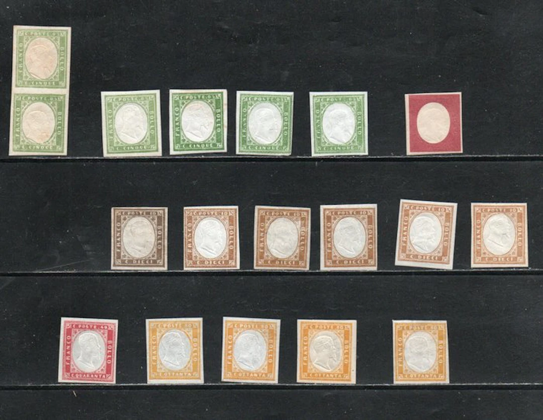 Italian Ancient States - Sardinia 1854/1863 - An interesting lot of 17 stamps