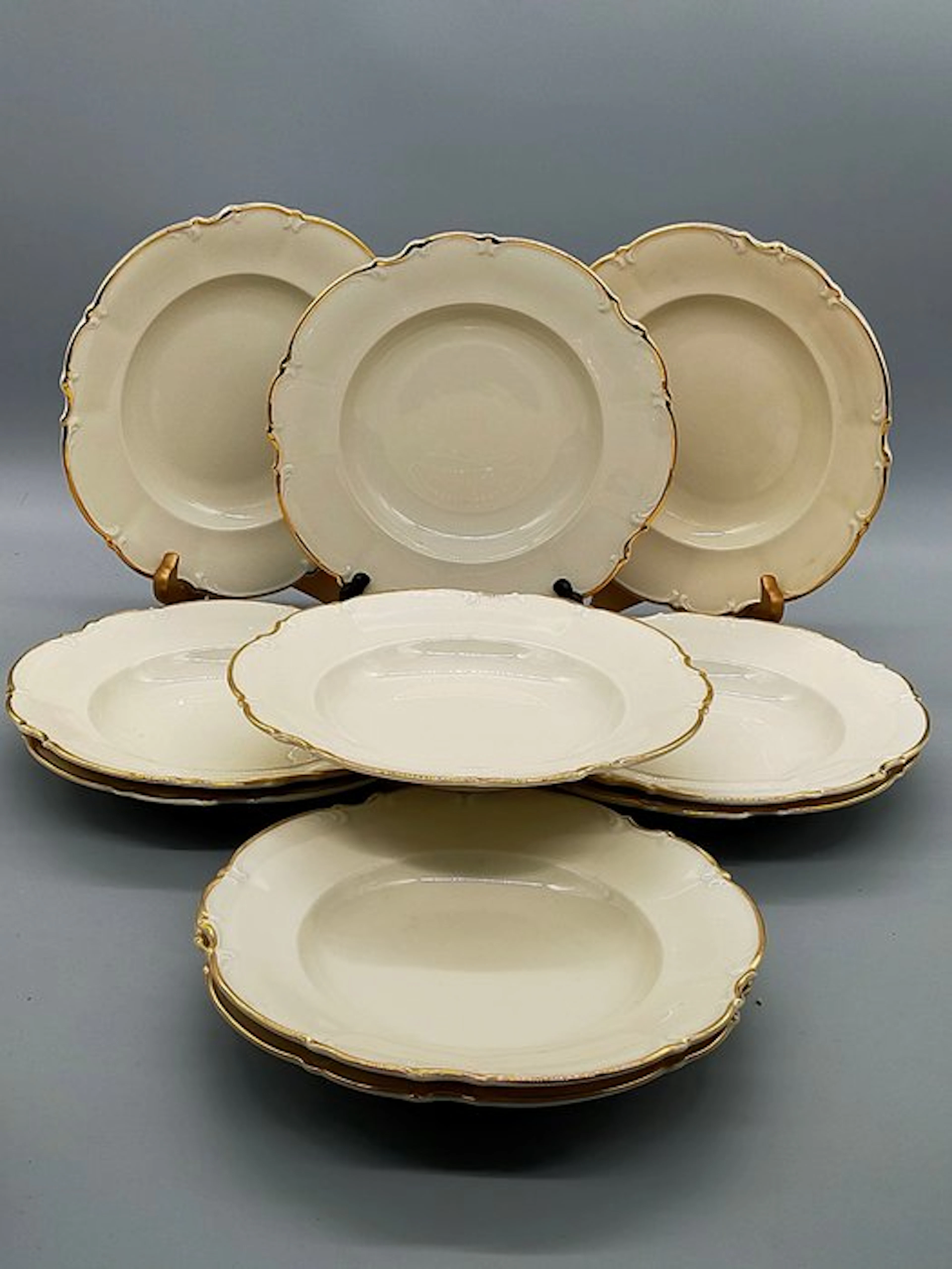 Dinner set - Hutschenreuther Selb Teller Set mit Goldrand Porzellan - Porcelain