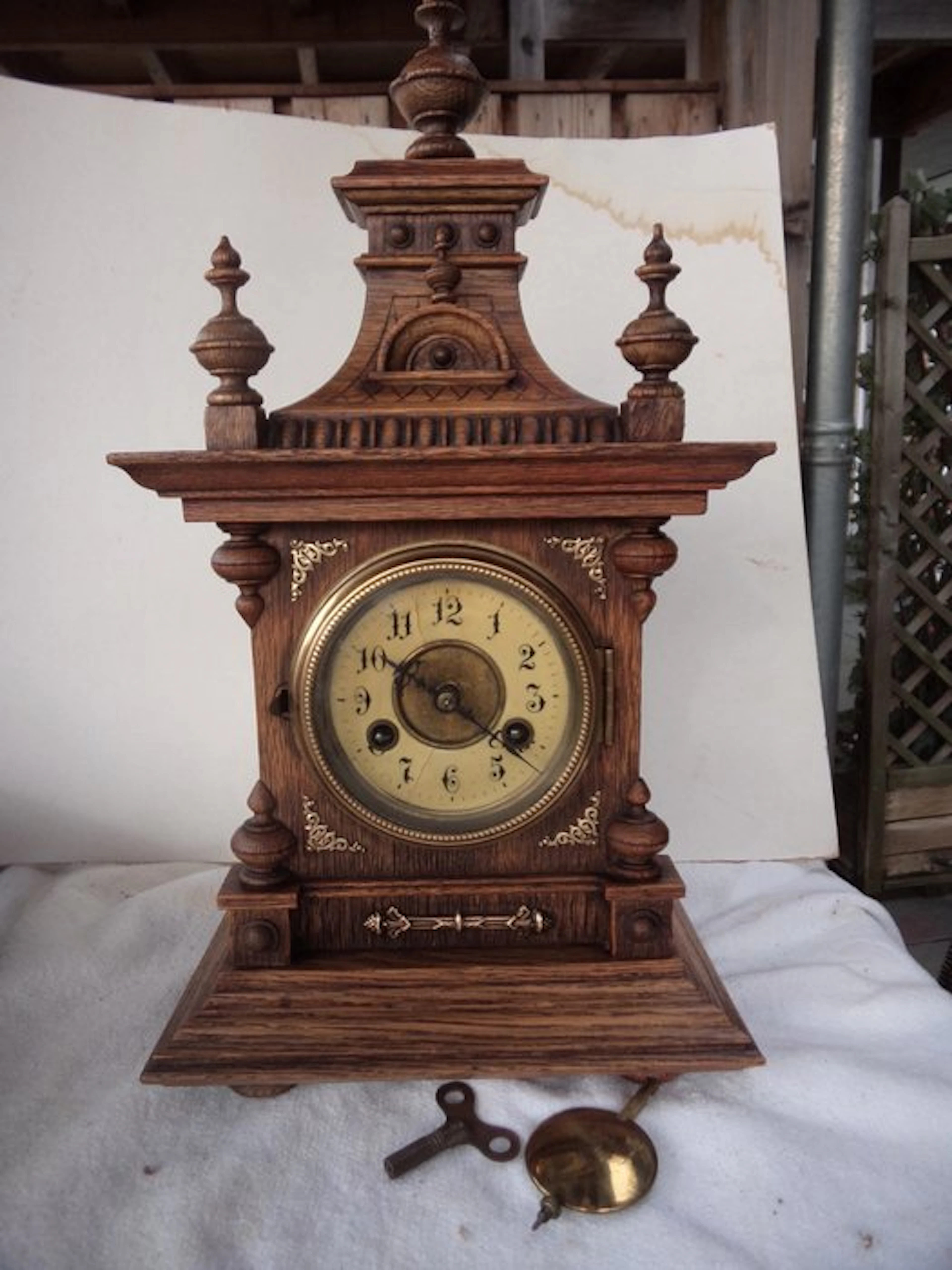 Table clock - Junghans Gustavian Style Wood - 1880 1920 - Junghans table clock