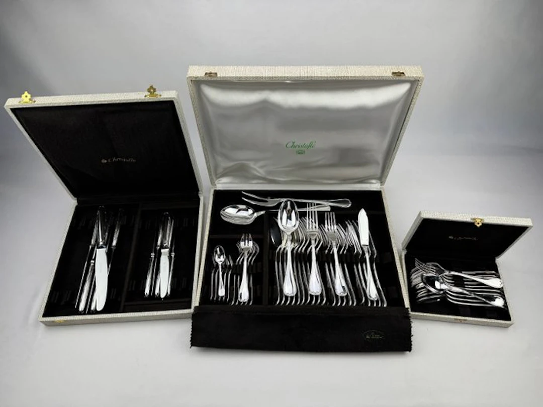 Christofle - Table service for 6 (62) - Ribbons - Silverplated