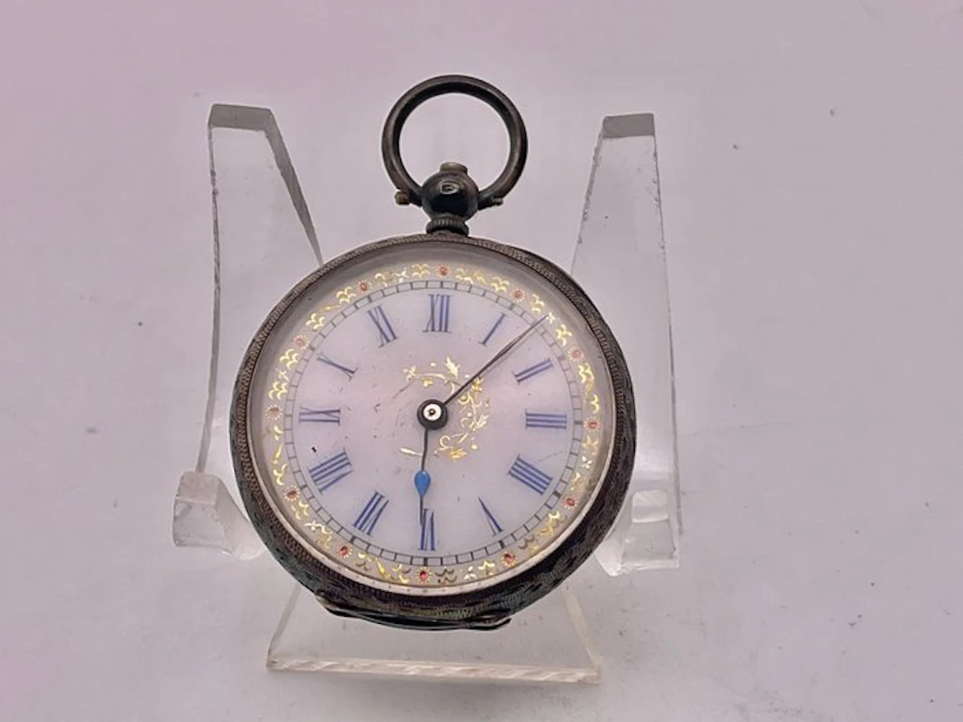 Cilindro . Argento . Quadrante decorato . Uk . 1880 . - 1850-1900