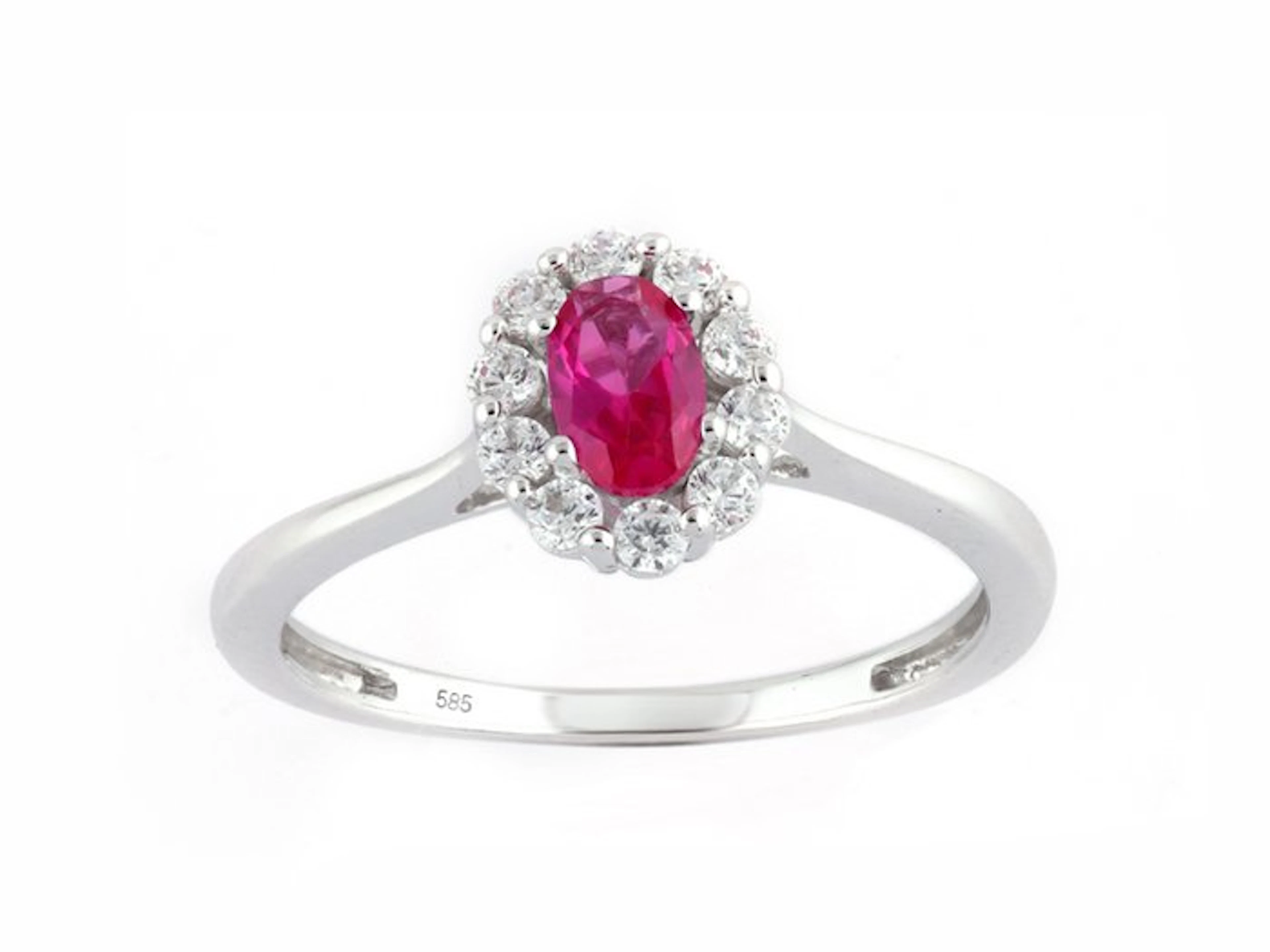 Ring - 14 kt. White gold - 0.61ct. tw. Ruby - Diamond