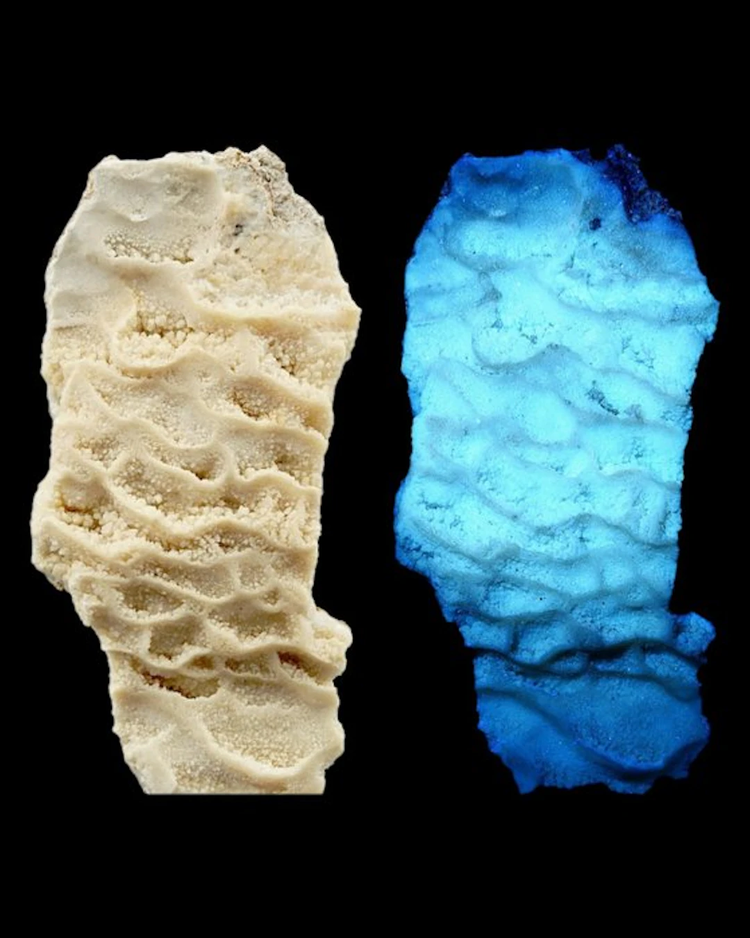 WAVES of BLUE FLUORESCENT CALCITE and GREEN...