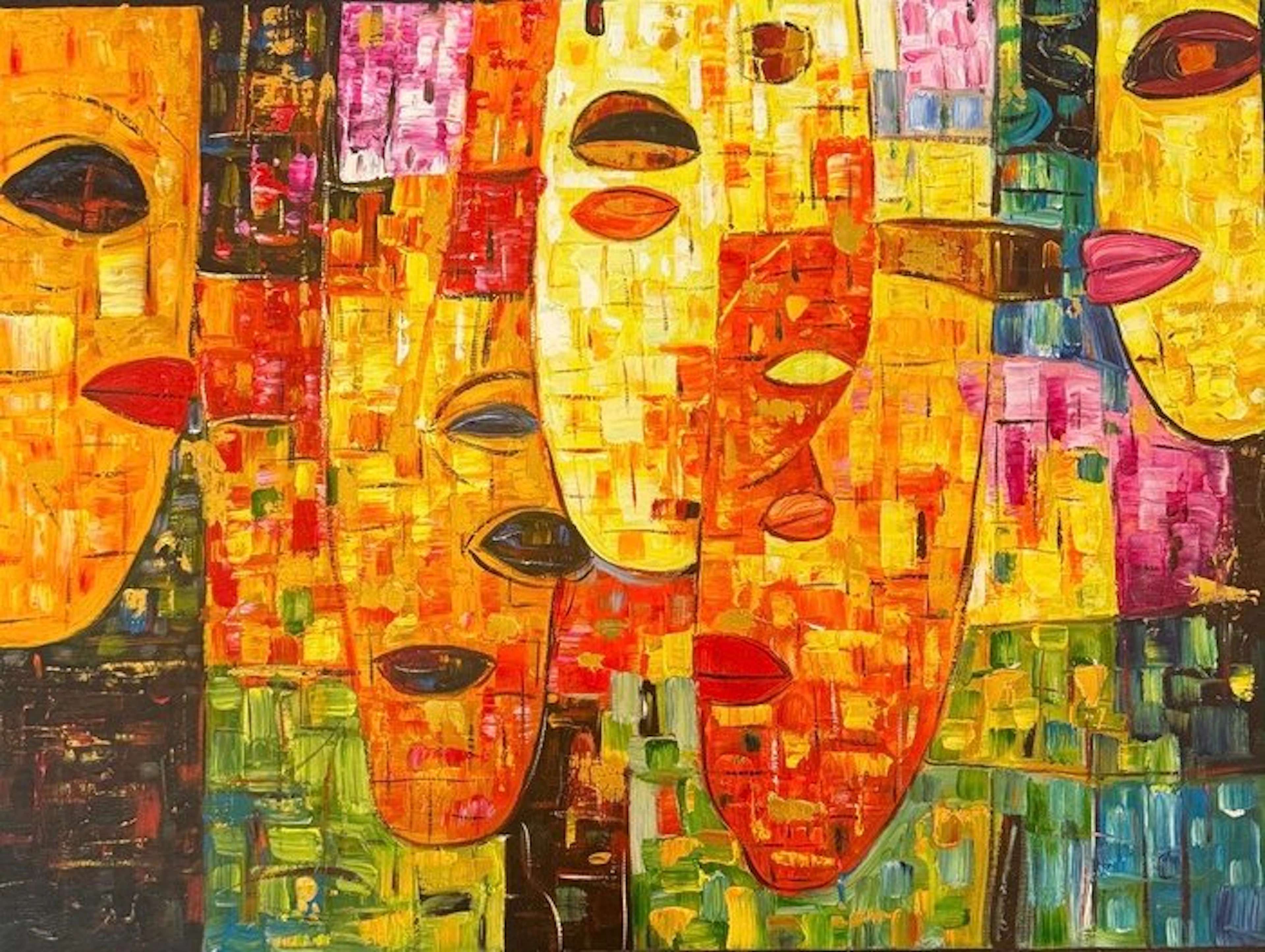 Nguyễn V.L (1993) - The masks ↑60 →80 cm → Starting price €1 ✓