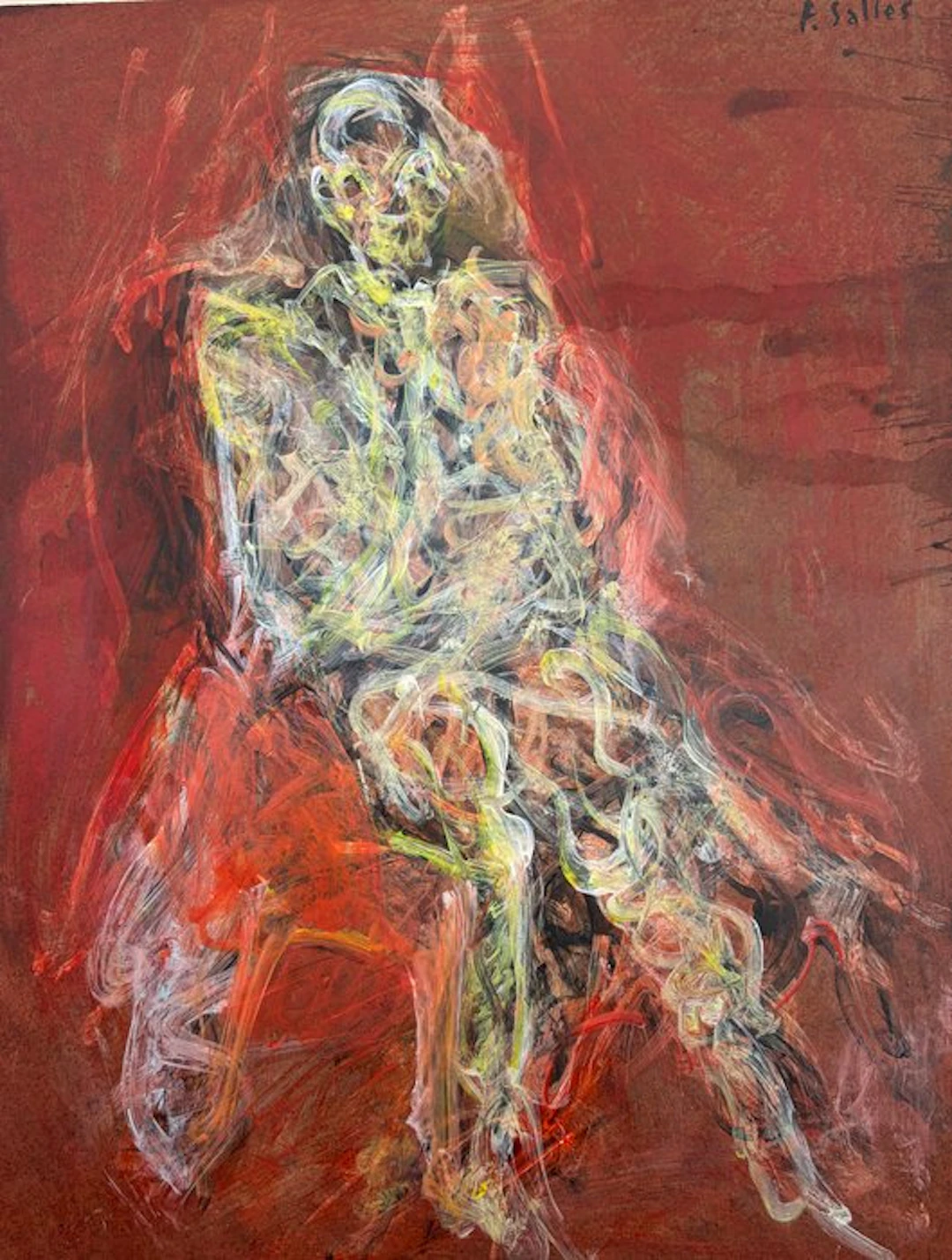 Francis Salles (1926-2003) - Portrait d'homme en pied...
