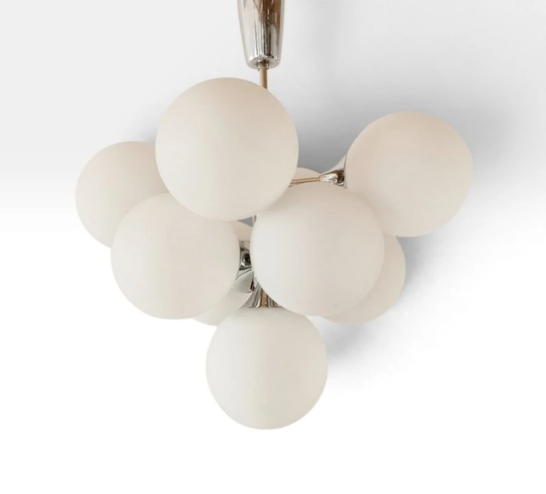 Hanging lamp - chromed metal, crystal
