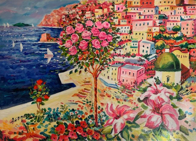 Alfredo Grimaldi (1950) - Positano in fiore