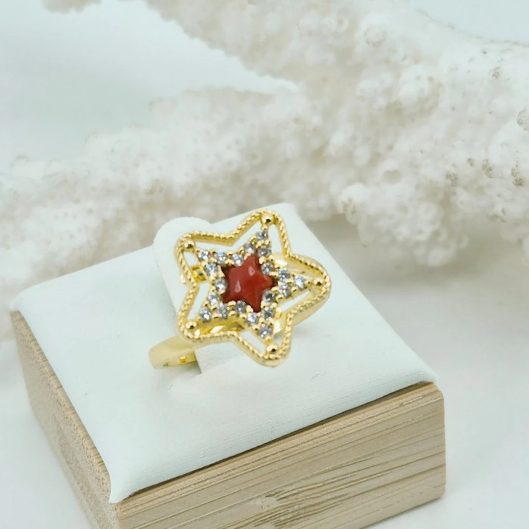 Coral - Silver, Gold-plated, No Reserve - Ring - CORALLO MEDITERRANEO