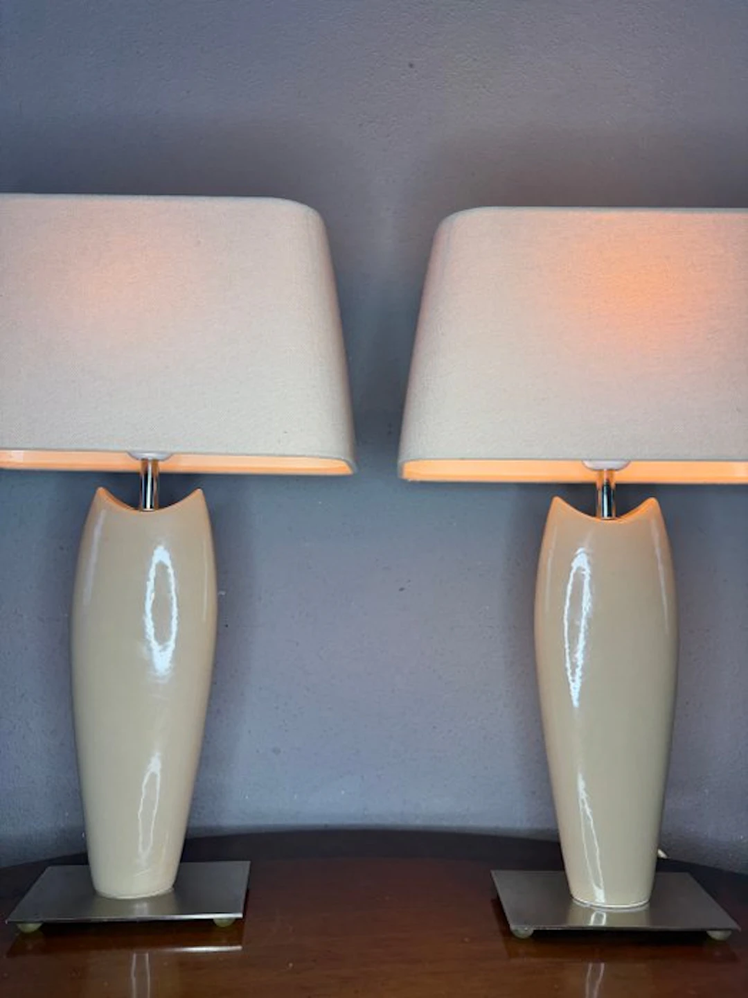 Table lamp (2) - Textile, Ceramic, Metal - table lamps 49cm!