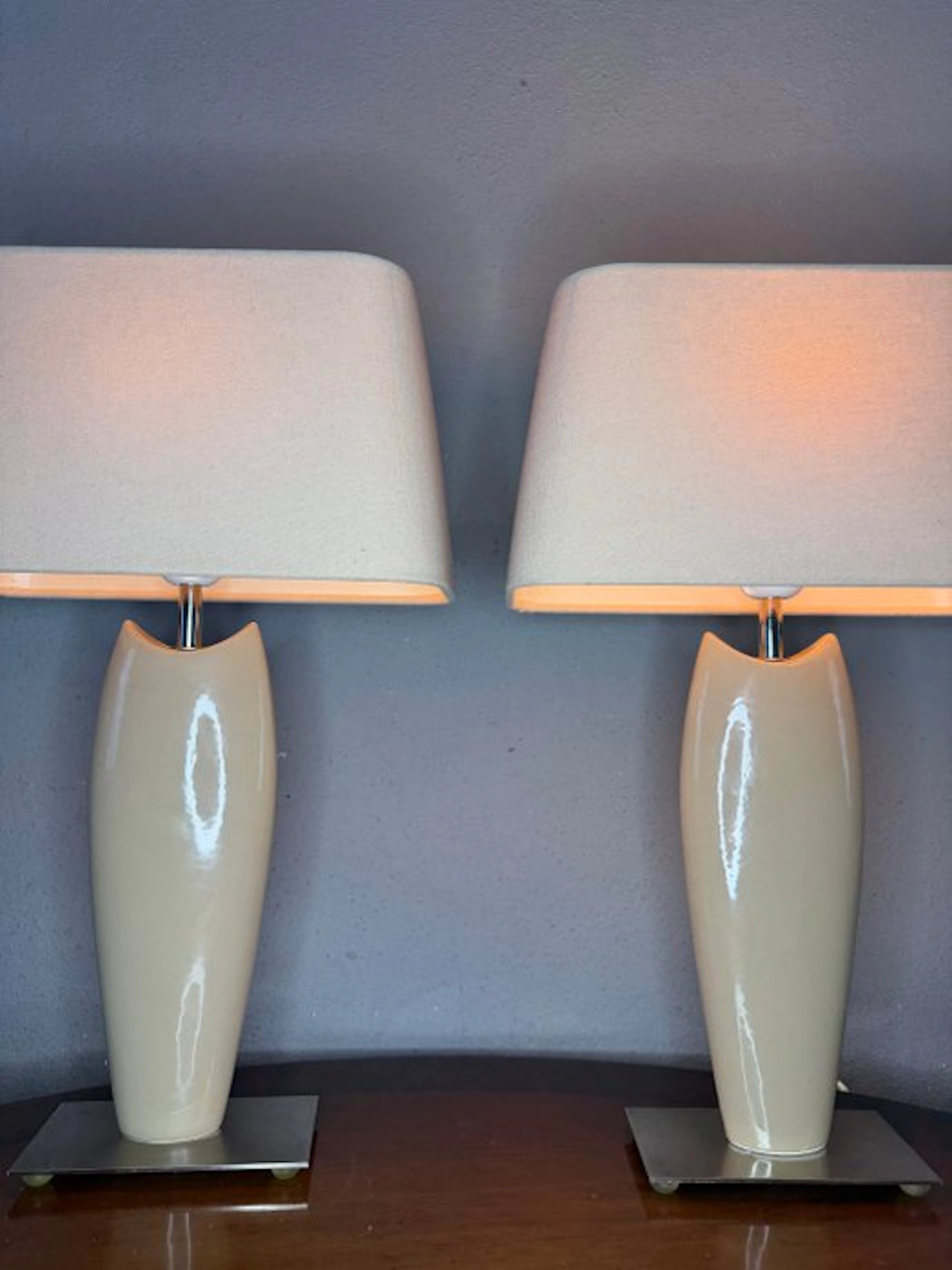 Table lamp (2) - Textile, Ceramic, Metal - table lamps 49cm!