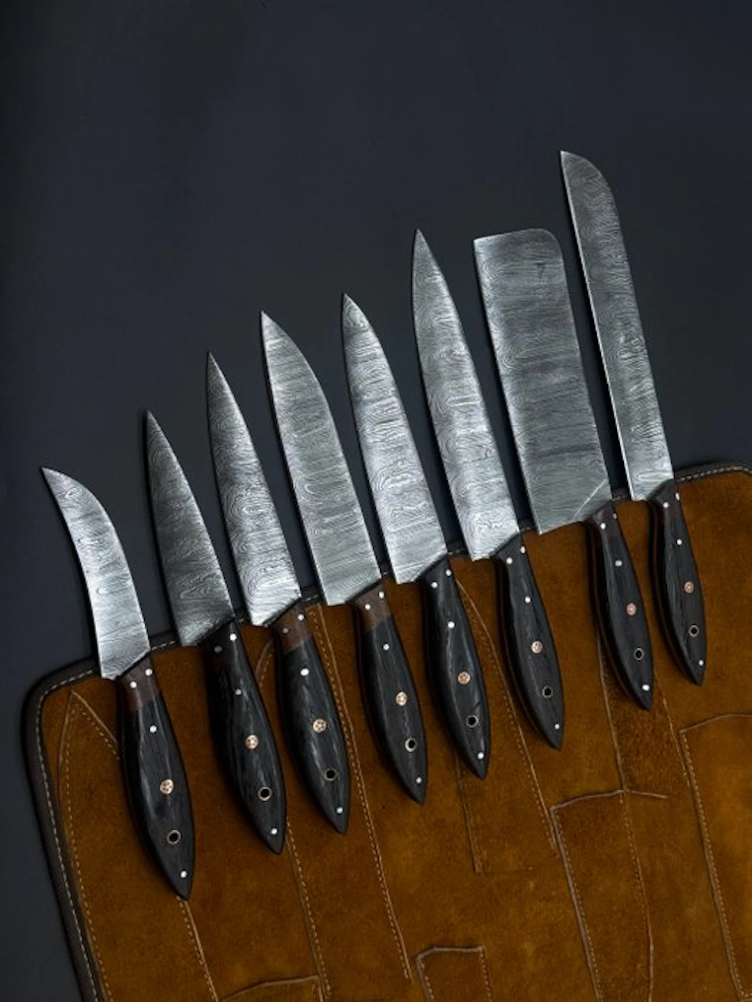 Japanese Style Kitchen Knife SET With Leather BAG...
