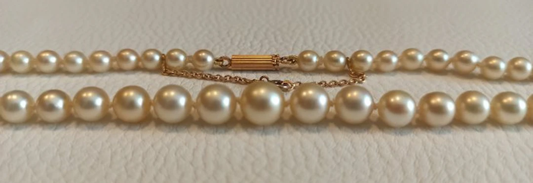 No reserve price - String of beads - 18 kt. Yellow gold Pearl - Akoya pearls